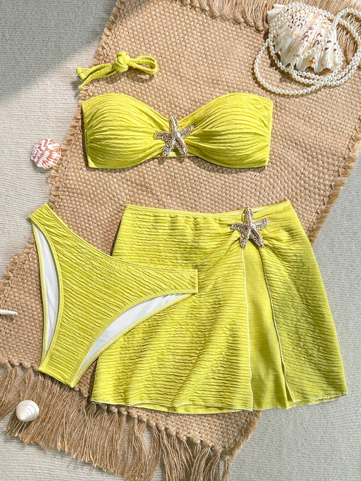 Soleia Women's Cute Dusky Blue Summer Beach Vacation Holiday 3-Piece