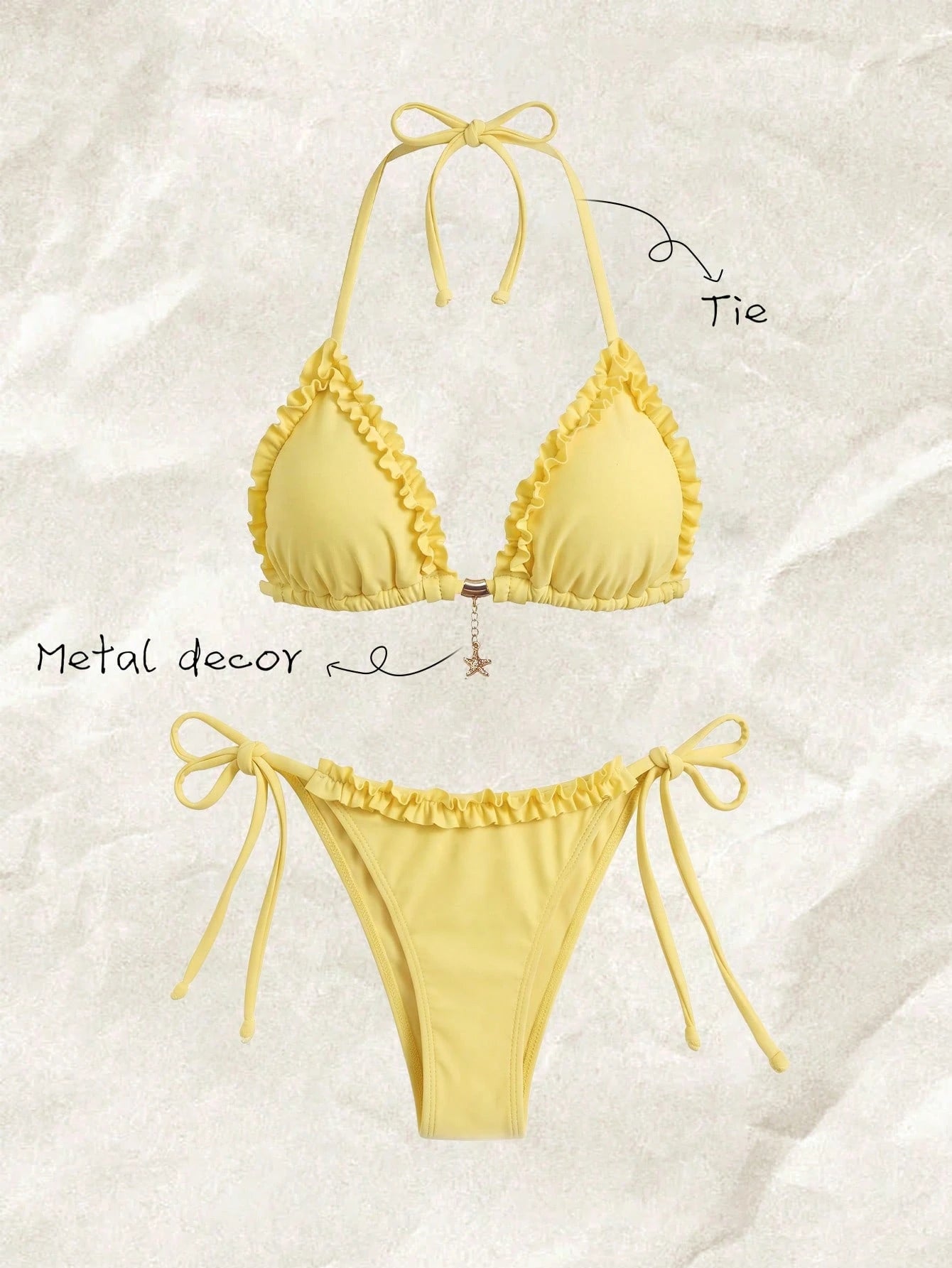 Swim Mod Chic Pink Halter Bikini For Women Graphic Lace Ruffle
