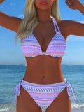 Women's Sexy Halter Neck Bikini Set, Bohemian Print Fabric Beach