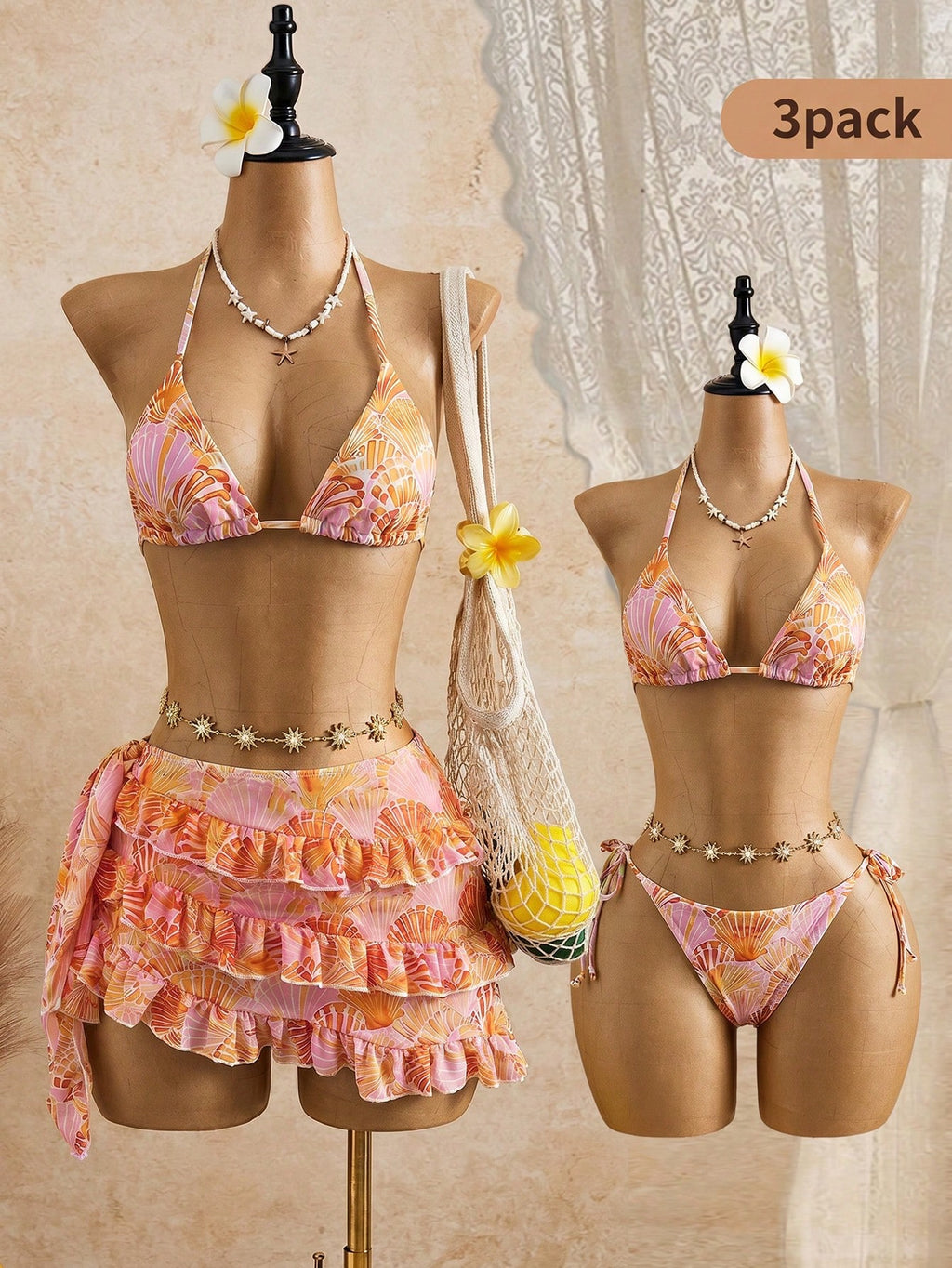 Bellisia Women's Brown Polka Dot,Summer,Cute,Beach Vacation,Holiday,Holiday Bikini & Cake Skirt 3 Pieces Set, - image 18
