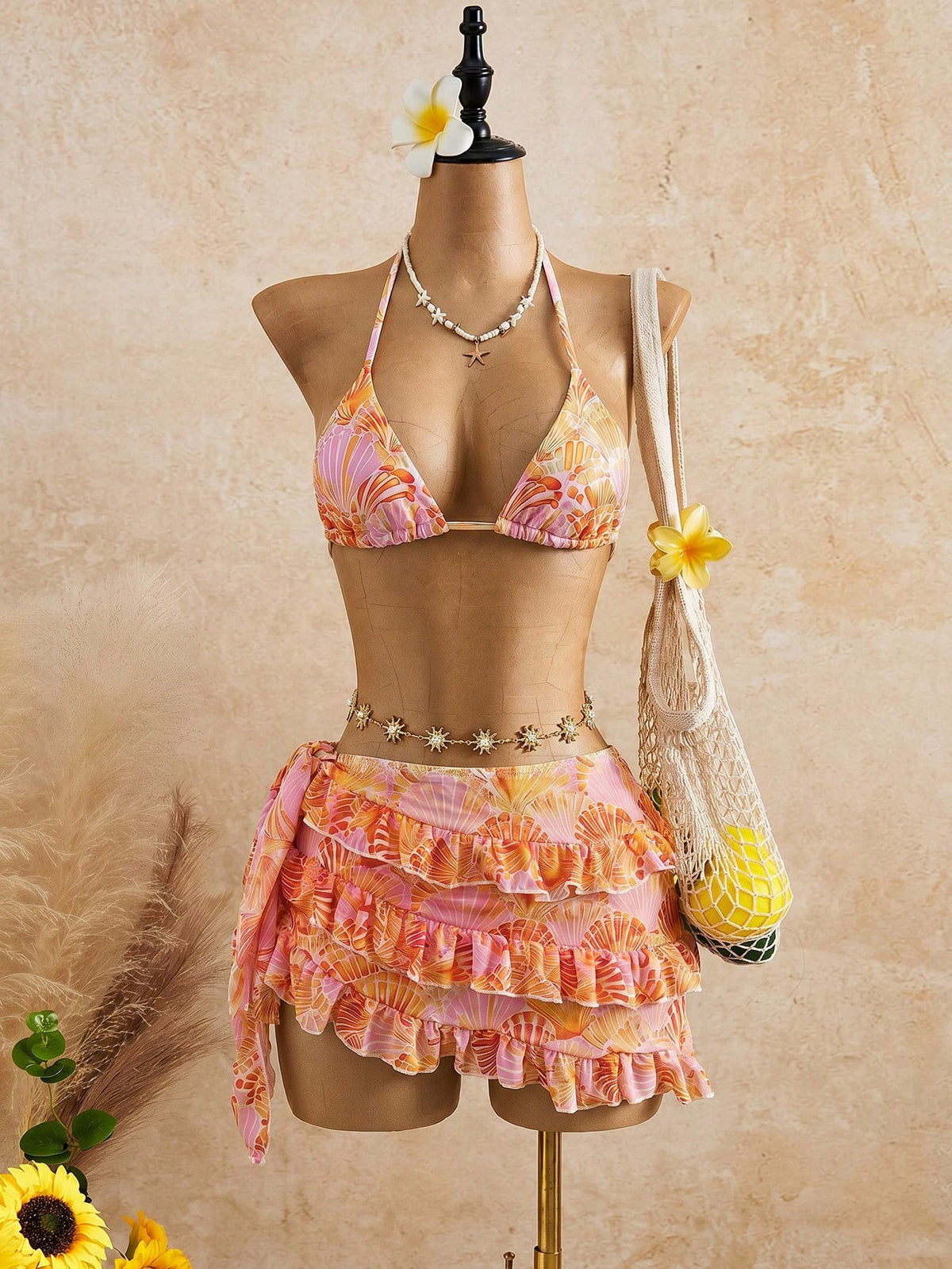 Bellisia Women's Brown Polka Dot,Summer,Cute,Beach Vacation,Holiday,Holiday Bikini & Cake Skirt 3 Pieces Set, - image 19