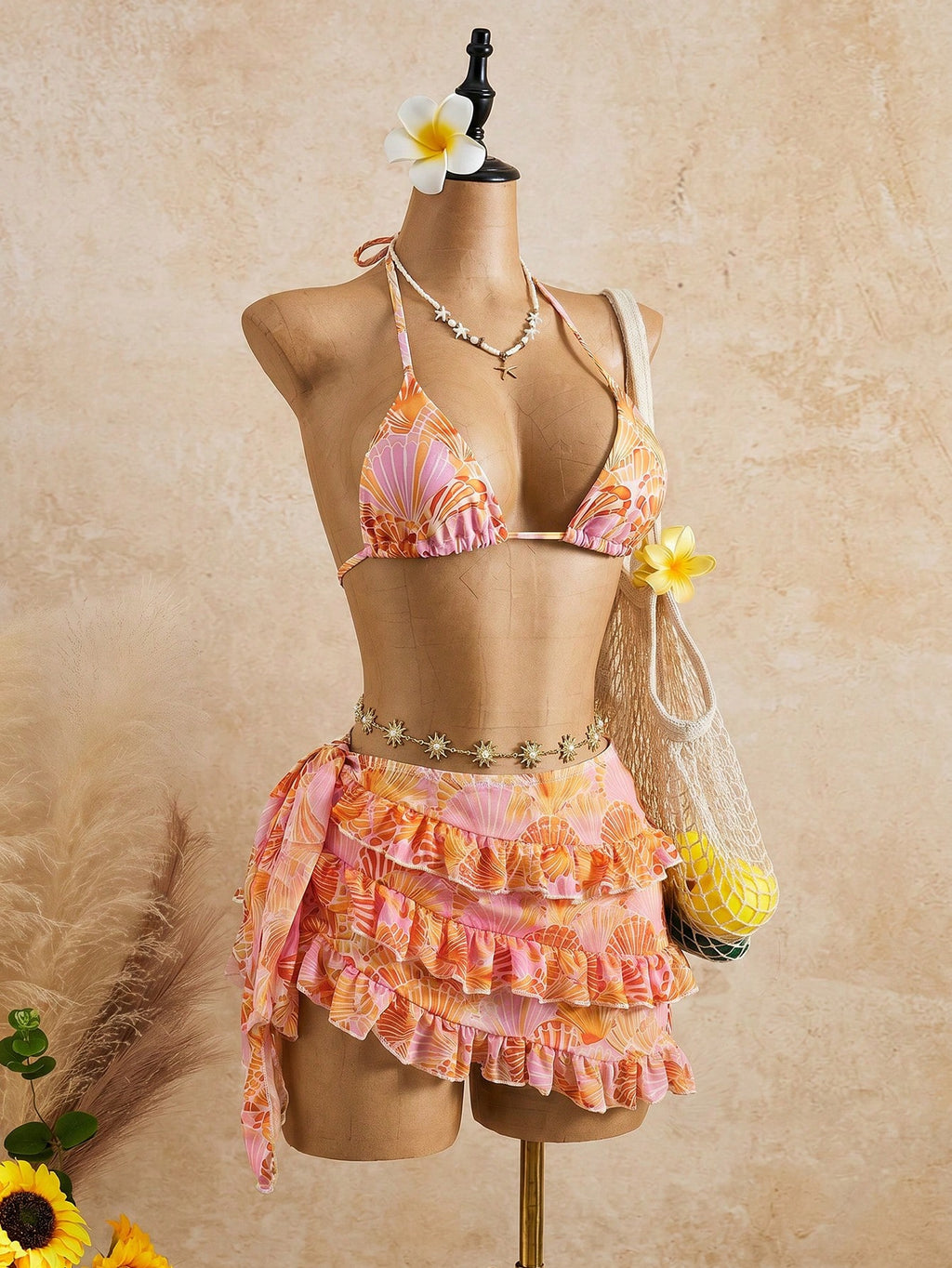 Bellisia Women's Brown Polka Dot,Summer,Cute,Beach Vacation,Holiday,Holiday Bikini & Cake Skirt 3 Pieces Set, - image 20