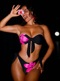 Swim SXY Women's Summer Beach New Sexy Leopard Floral Print Halter Backless Bikini And Side Tie Two Pieces