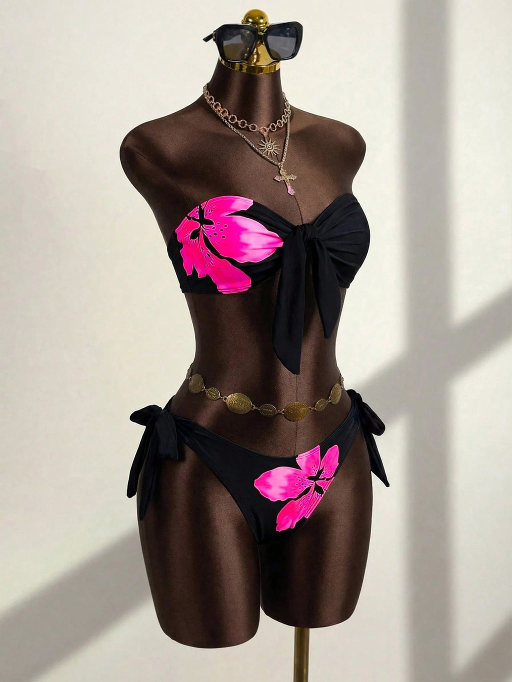 Swim SXY Women's Summer Beach New Sexy Leopard Floral Print Halter Backless Bikini And Side Tie Two Pieces - image 3