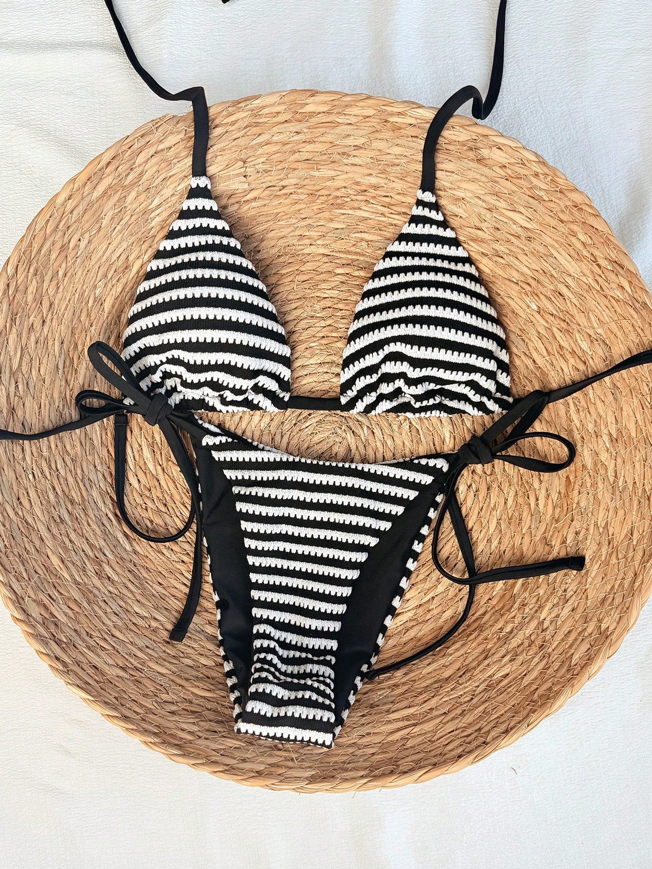 Swim Mod 2026 Spring/Summer Metallic Spaghetti Strap Halter Tie Side