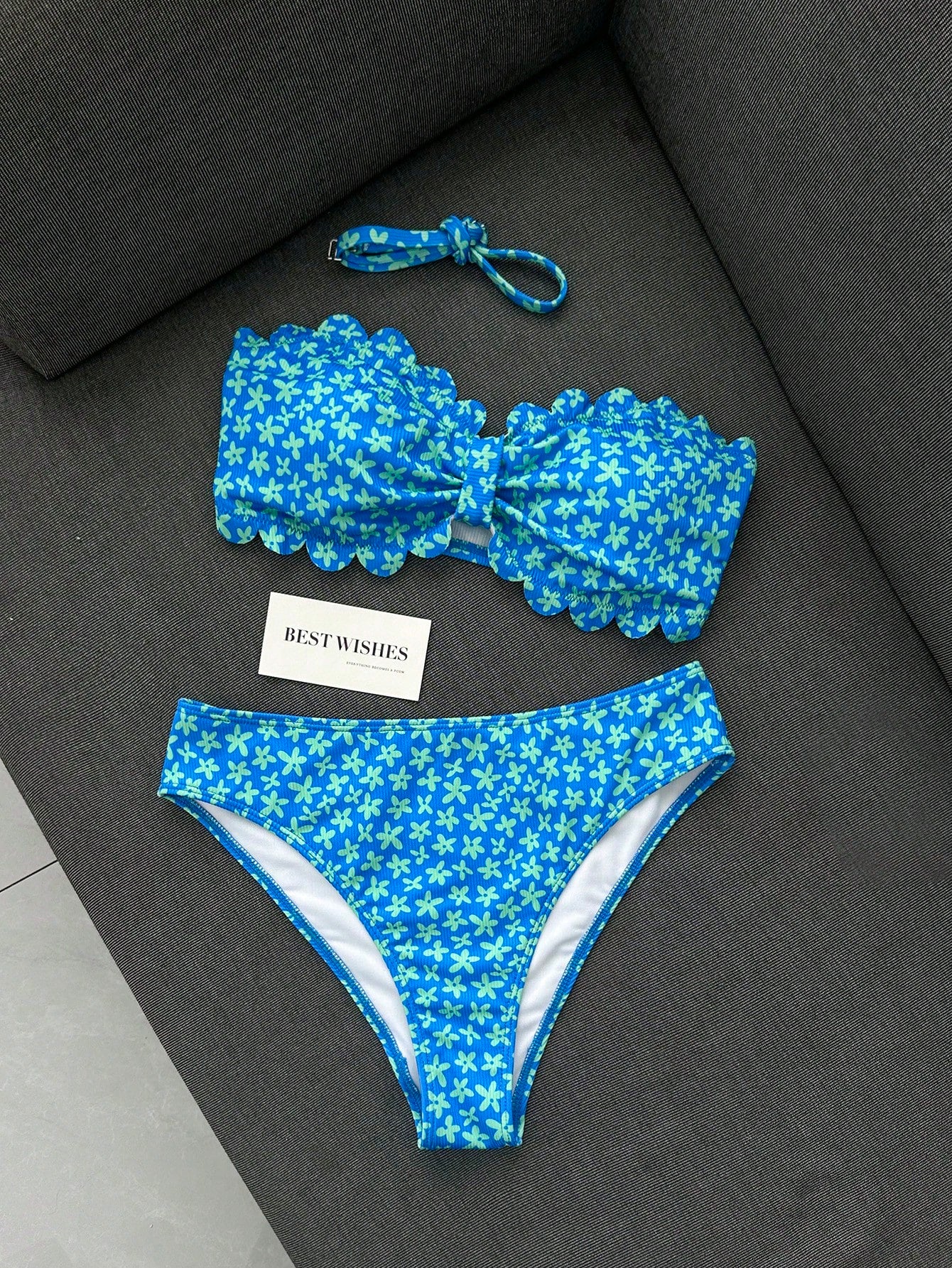 Swim Mod Women's Swimwear, Teenage Girl, Cutout Floral Trim,