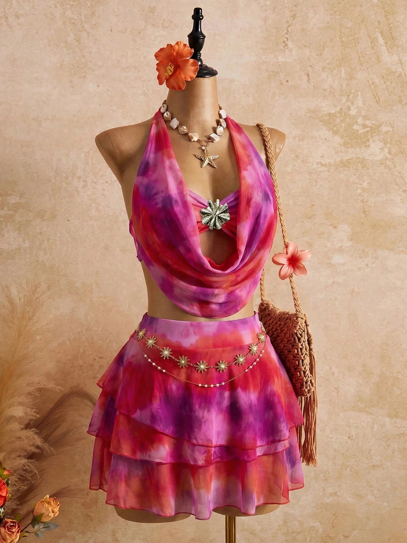 Bellisia 2026 Spring/Summer Vacation Romantic Floral Print Halter