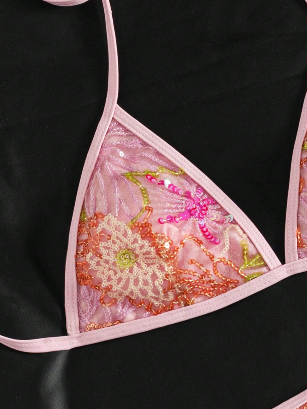 2026 Women's Summer New Bikini Set, Contrast Color Sequin & Floral