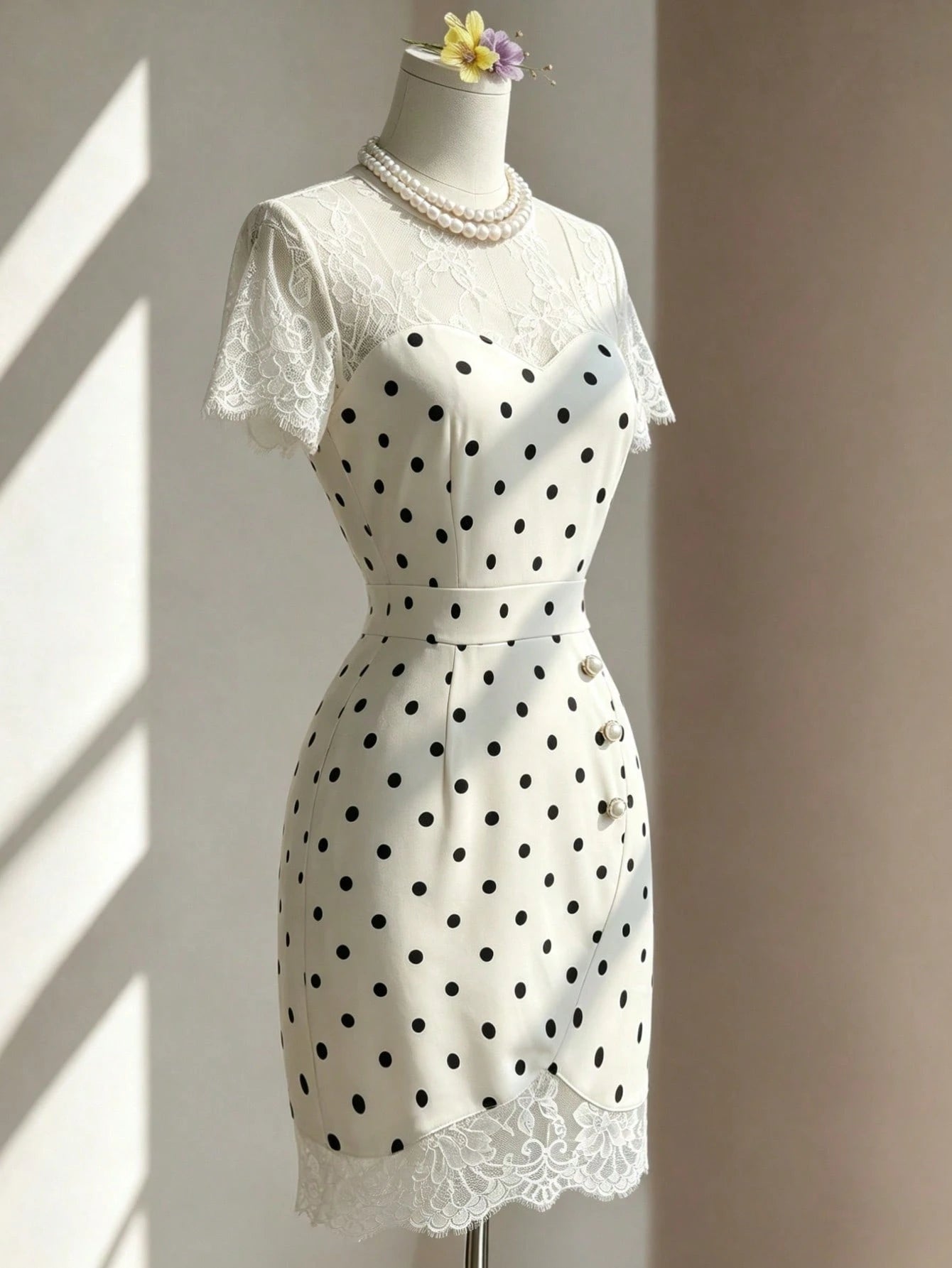 GlowEve Spring/Summer New Elegant Fitted Contrast Lace Sheer Heart Neck Low-Cut Waist Bodycon Mini Dress For - image 20
