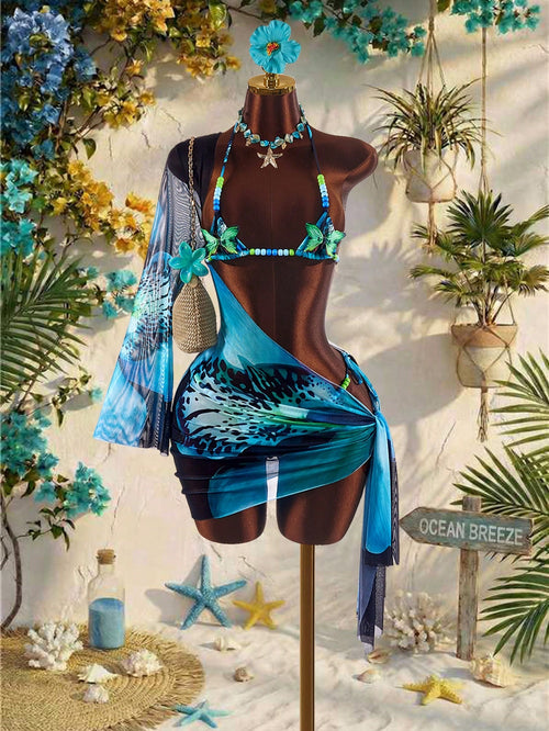 Amplova Women's Floral Swimsuit Set With Chest Detail, Sexy