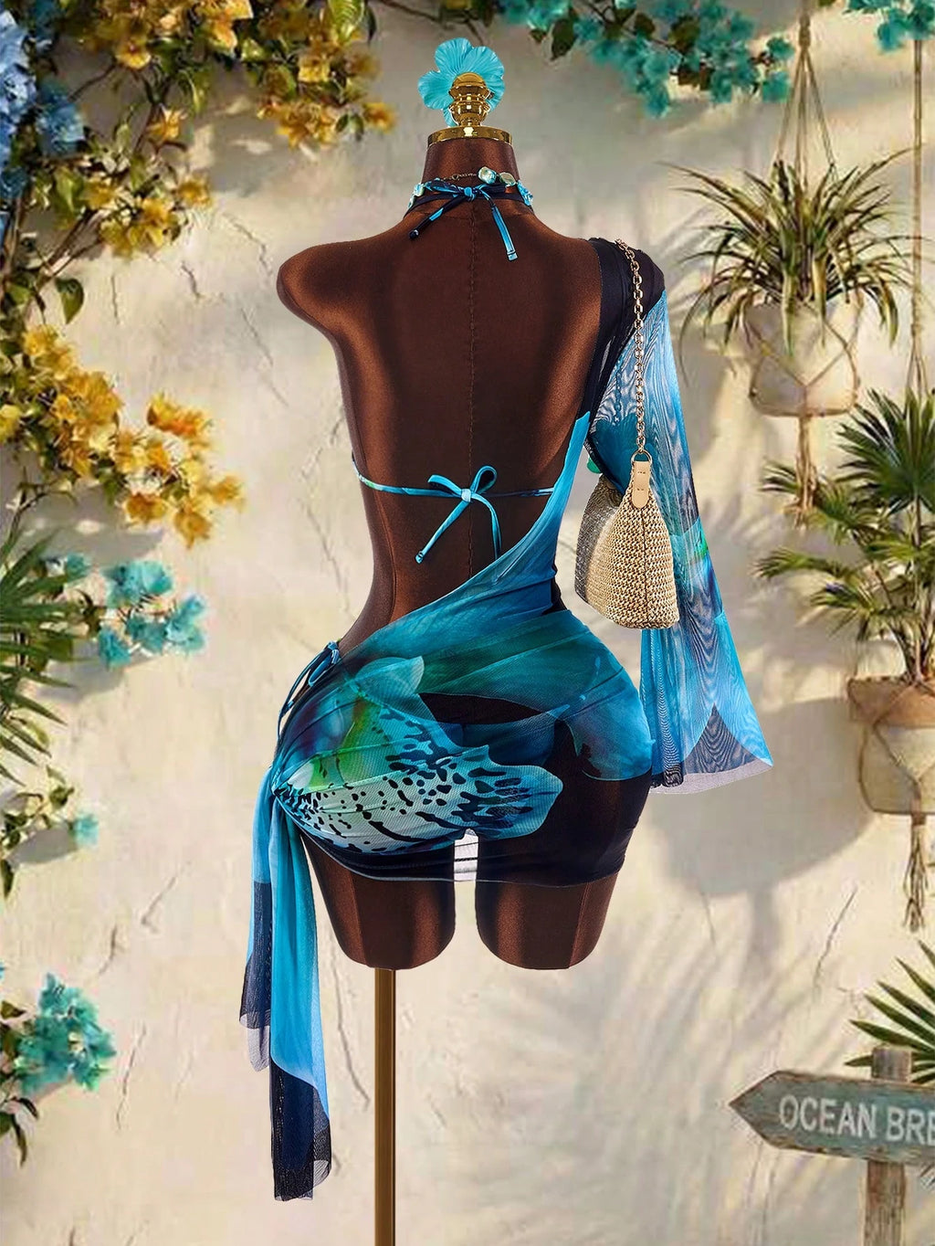 Amplova Women's Floral Swimsuit Set With Chest Detail, Sexy
