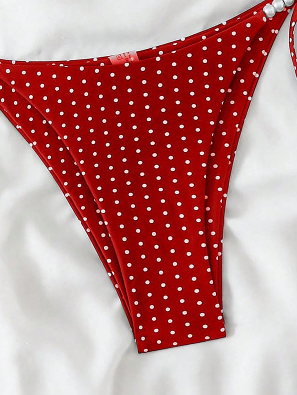 Swim Basics Women's Sexy 2-Piece Polka Dot Random Print Halter Tie Pearl Decor Bikini Set, Summer - image 16