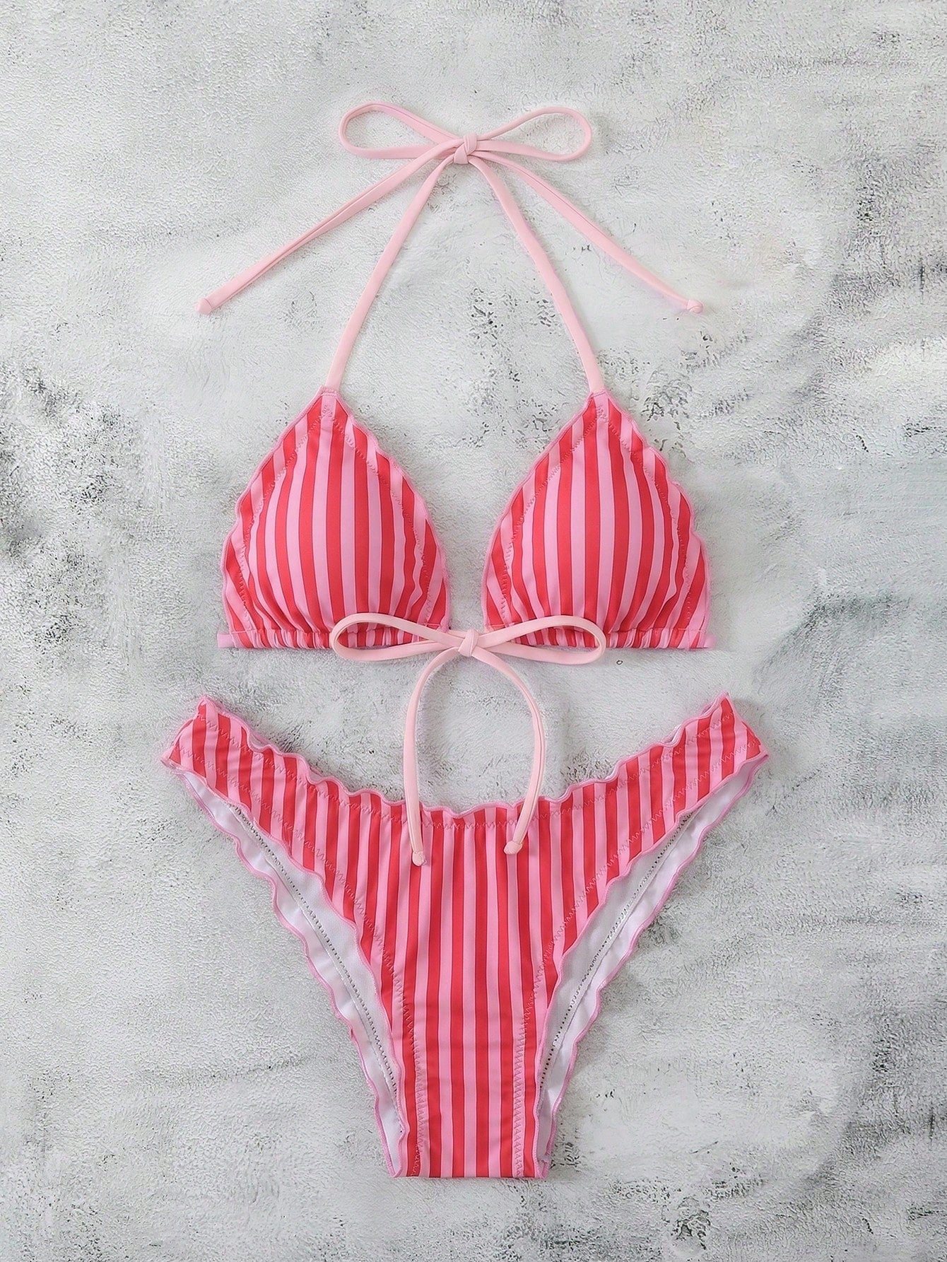 Swim Mod Women's Summer Polka Dot Print Camisole Tie Bow Bikini Two Pieces Swimw