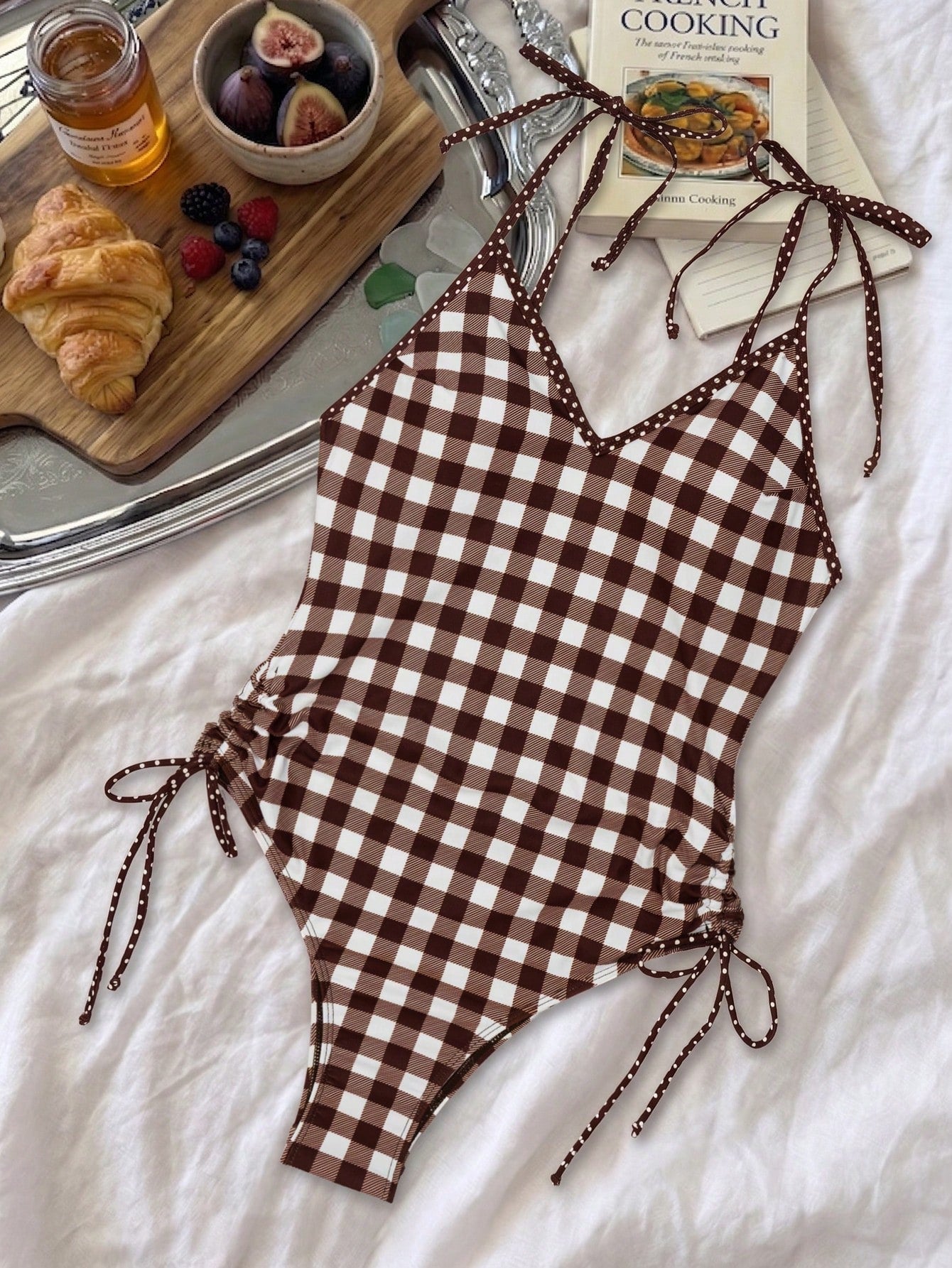Swim Vcay Women's Solid Color Spaghetti Strap Tie Front One-Piece Swimsuit, Spring/Summer - image 14