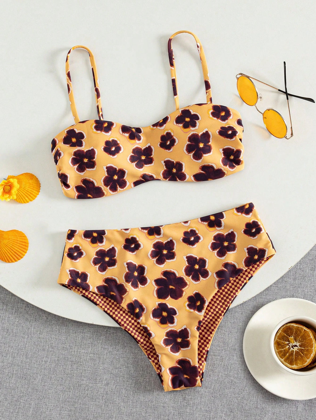 Women's Cute Spring/Summer Vacation Print Flat Chest Spaghetti Strap