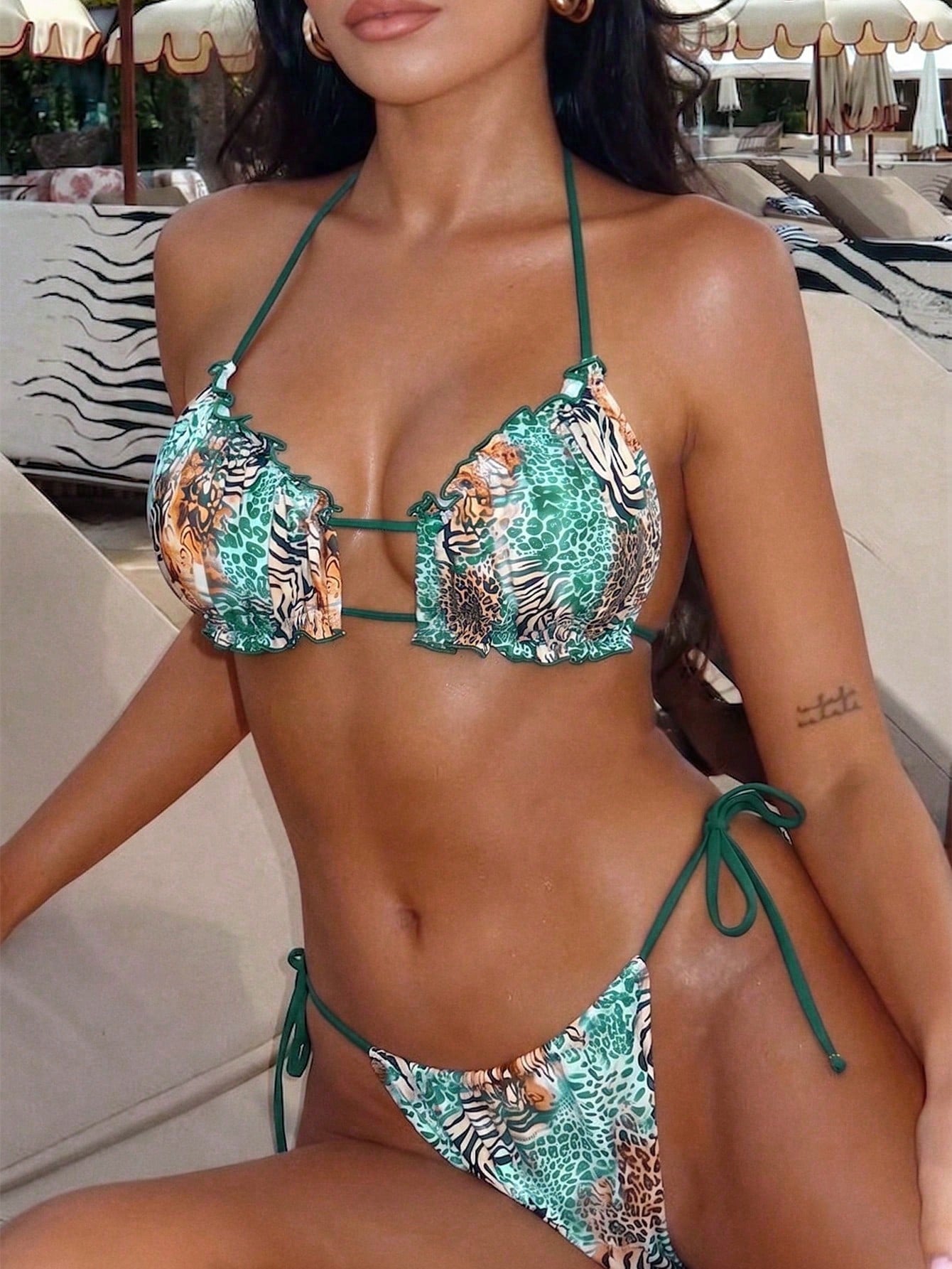Swim SXY Women's Summer Beach Polka Dot Halter Tie Sexy Bikini &