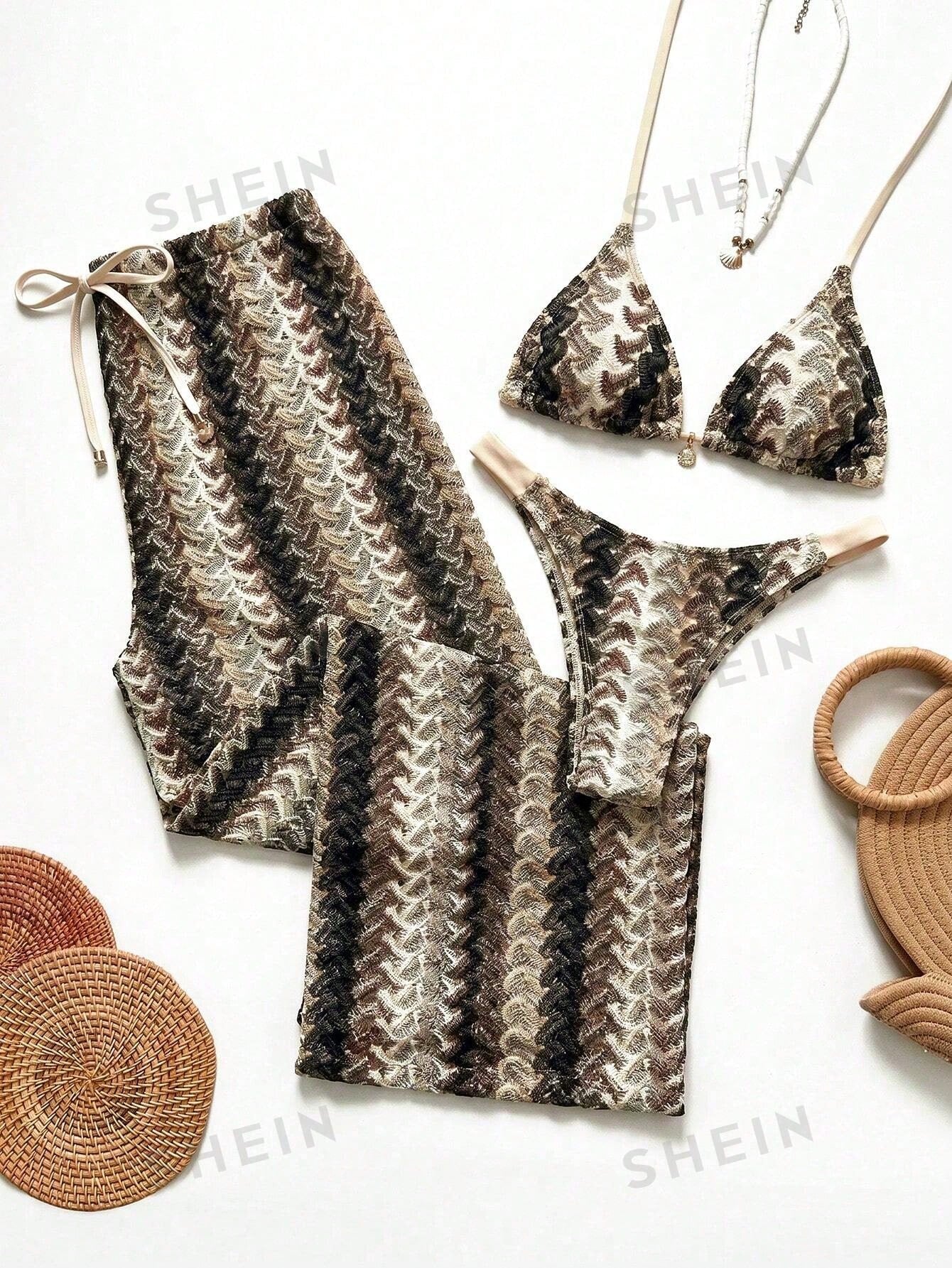 Swim Chicsea 26SS Spring/Summer Vacation Beach BOHO Braided Brown-Red