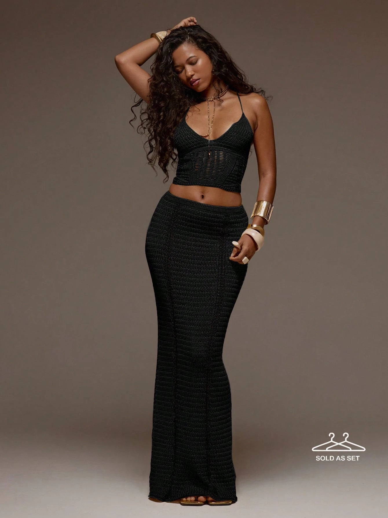 MUSERA Crochet Knit Fitted Cami Top And Maxi Skirt Set Co-Ord Spring Summer Holiday Vacation Beach Ibiza - image 11