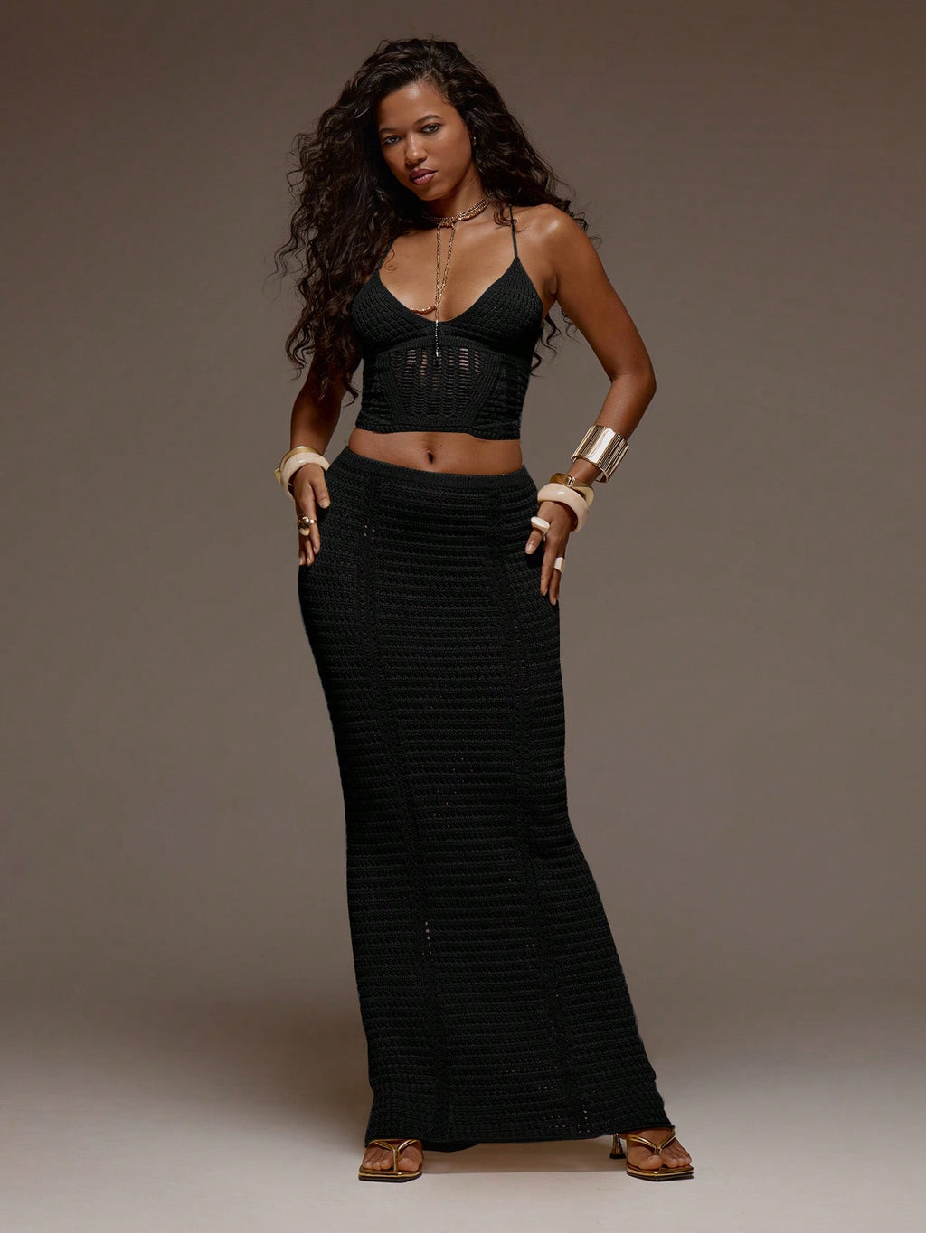 MUSERA Crochet Knit Fitted Cami Top And Maxi Skirt Set Co-Ord Spring Summer Holiday Vacation Beach Ibiza - image 15