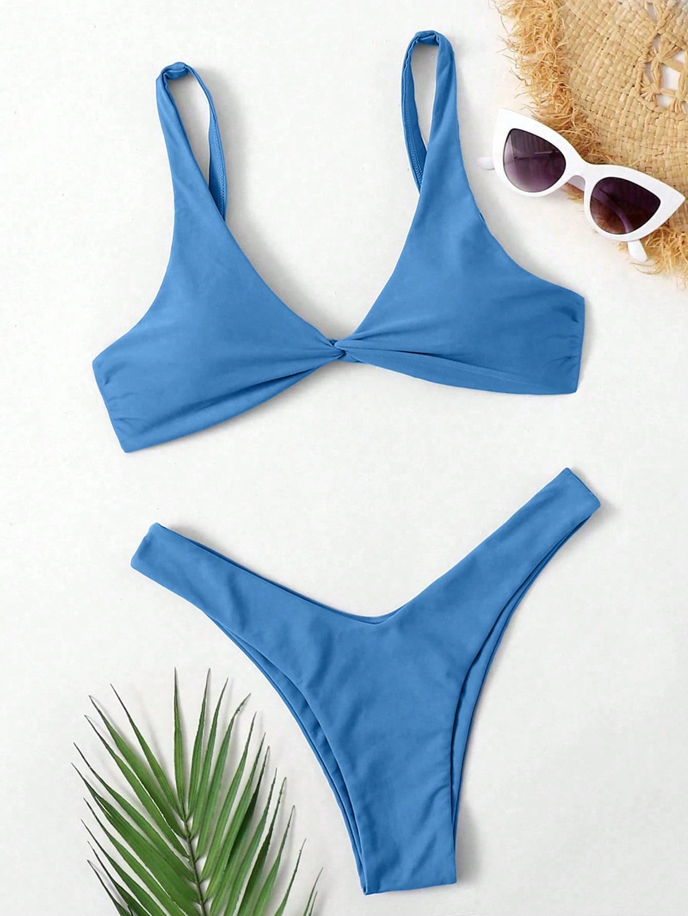 Swim Mod Fish Scales Print Knot Front Swim Top & Swim Bottom Bikini