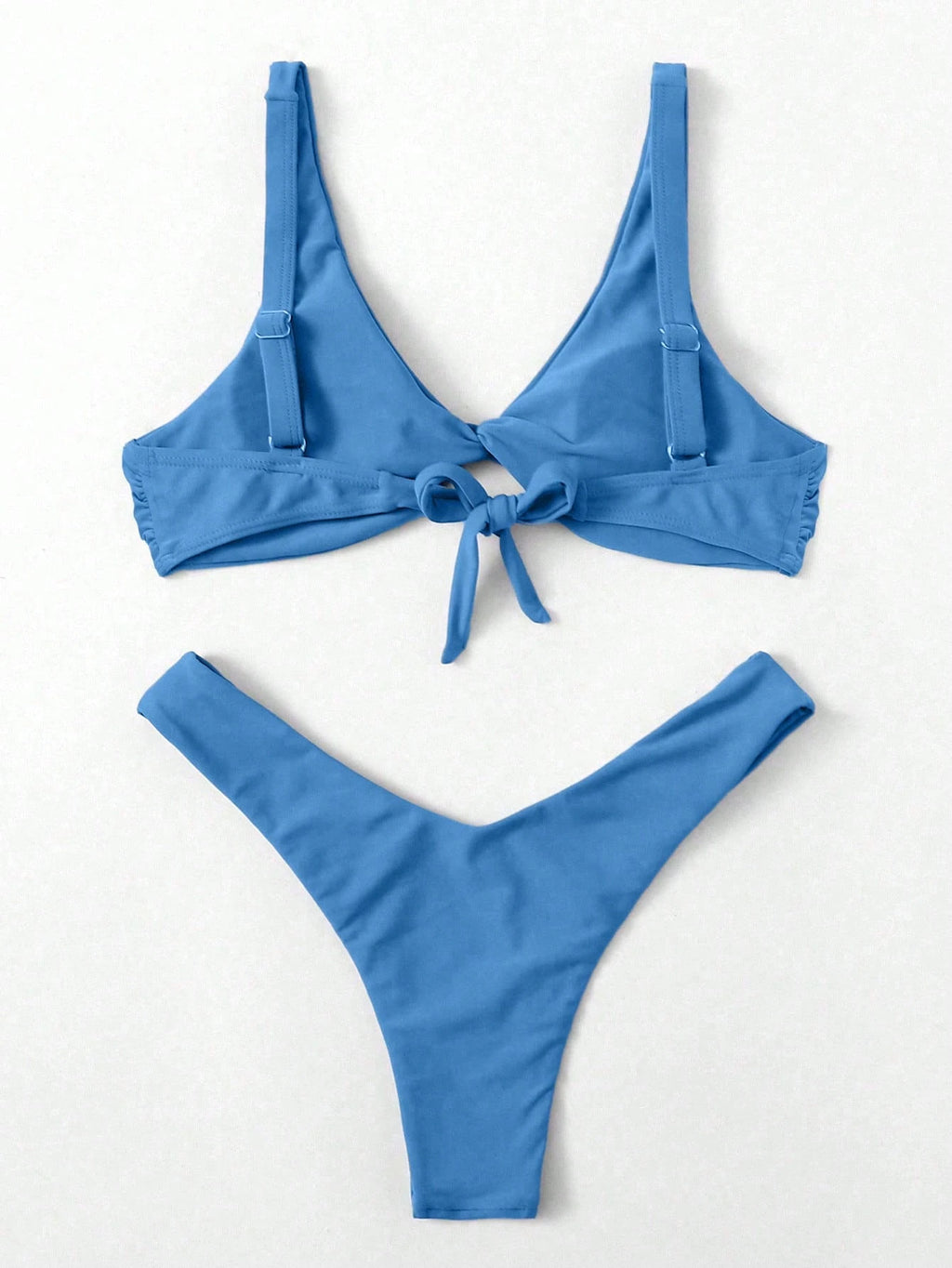 Swim Mod Fish Scales Print Knot Front Swim Top & Swim Bottom Bikini