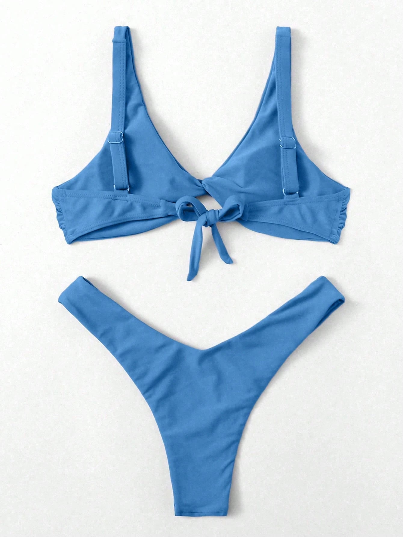 Swim Mod Fish Scales Print Knot Front Swim Top & Swim Bottom Bikini