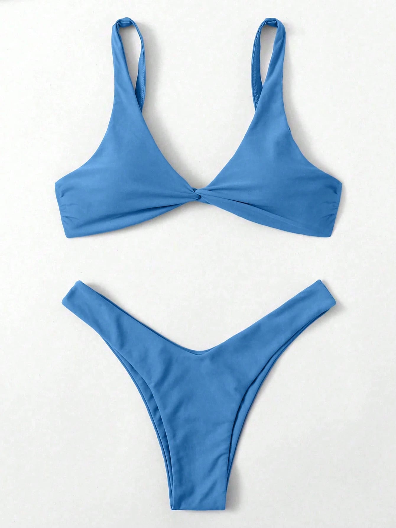 Swim Mod Fish Scales Print Knot Front Swim Top & Swim Bottom Bikini