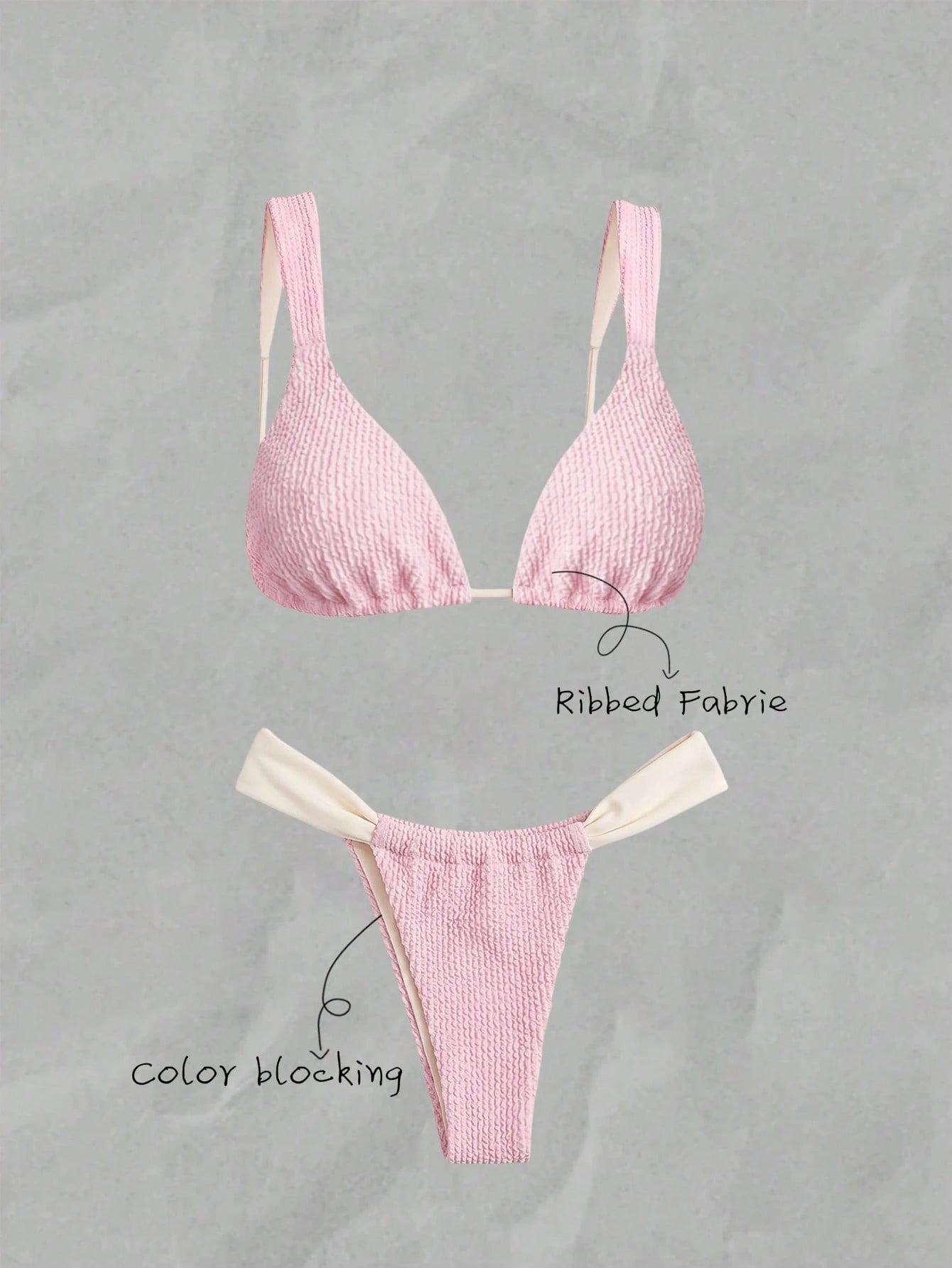 Swim Mod Women's Solid Color Bikini Set
