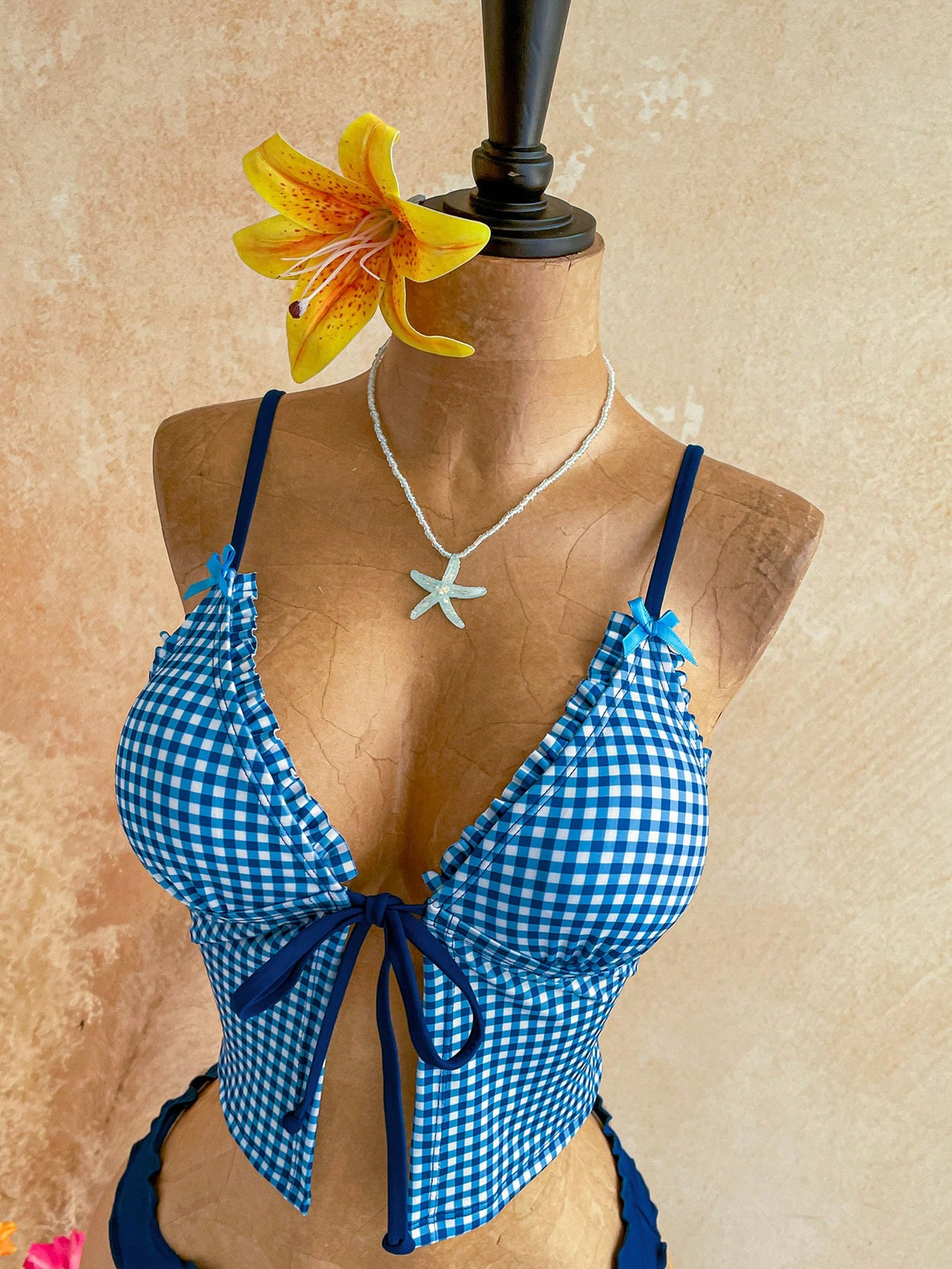 Soleia Women's Summer Beach Plaid Tankini Top And Triangle Tankini Bottom Two-Piece Swimsuit Set - image 6