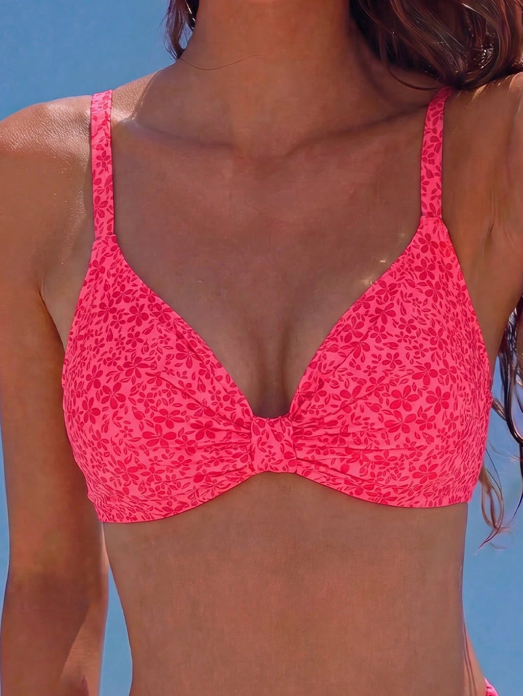 Swim Vcay 2026 Spring/Summer Orange Small Ditsy Floral Thick Strap Back Tie Side High Cut Women's Bikini - image 5