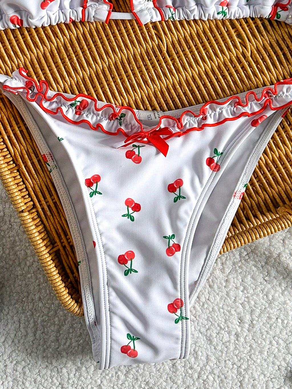 Swim Mod 2pcs Spring/Summer Beach Vacation Colorful Floral Random Print Bow Accessory Halter Triangle Cup Bra - image 15