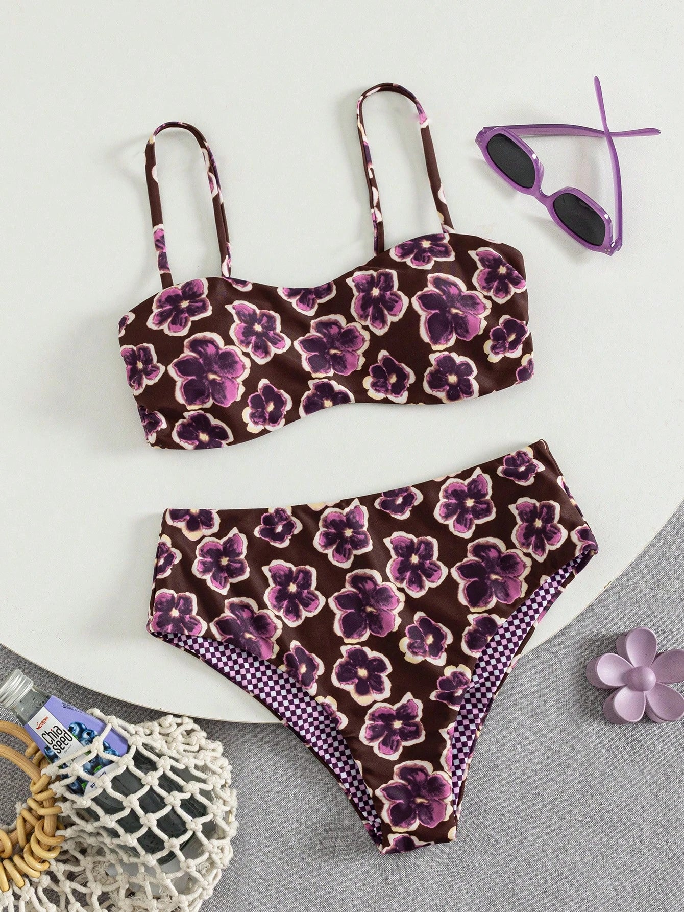 Women's Cute Spring/Summer Vacation Print Flat Chest Spaghetti Strap
