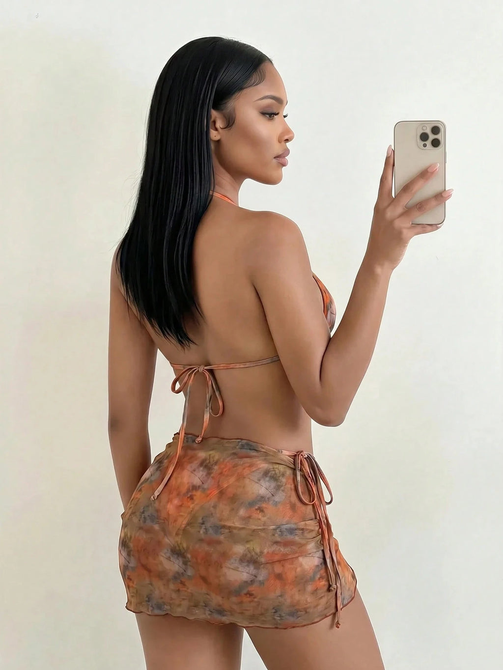Swim SXY 3pcs/Set Floral & Animal Print Random Pattern Gold Pearl