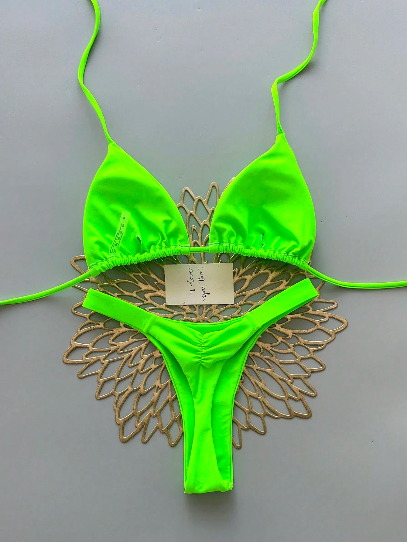2pcs Casual Elegant Sexy Bohemian Floral Print Tie-Up Braided Bikini Swimwear, S