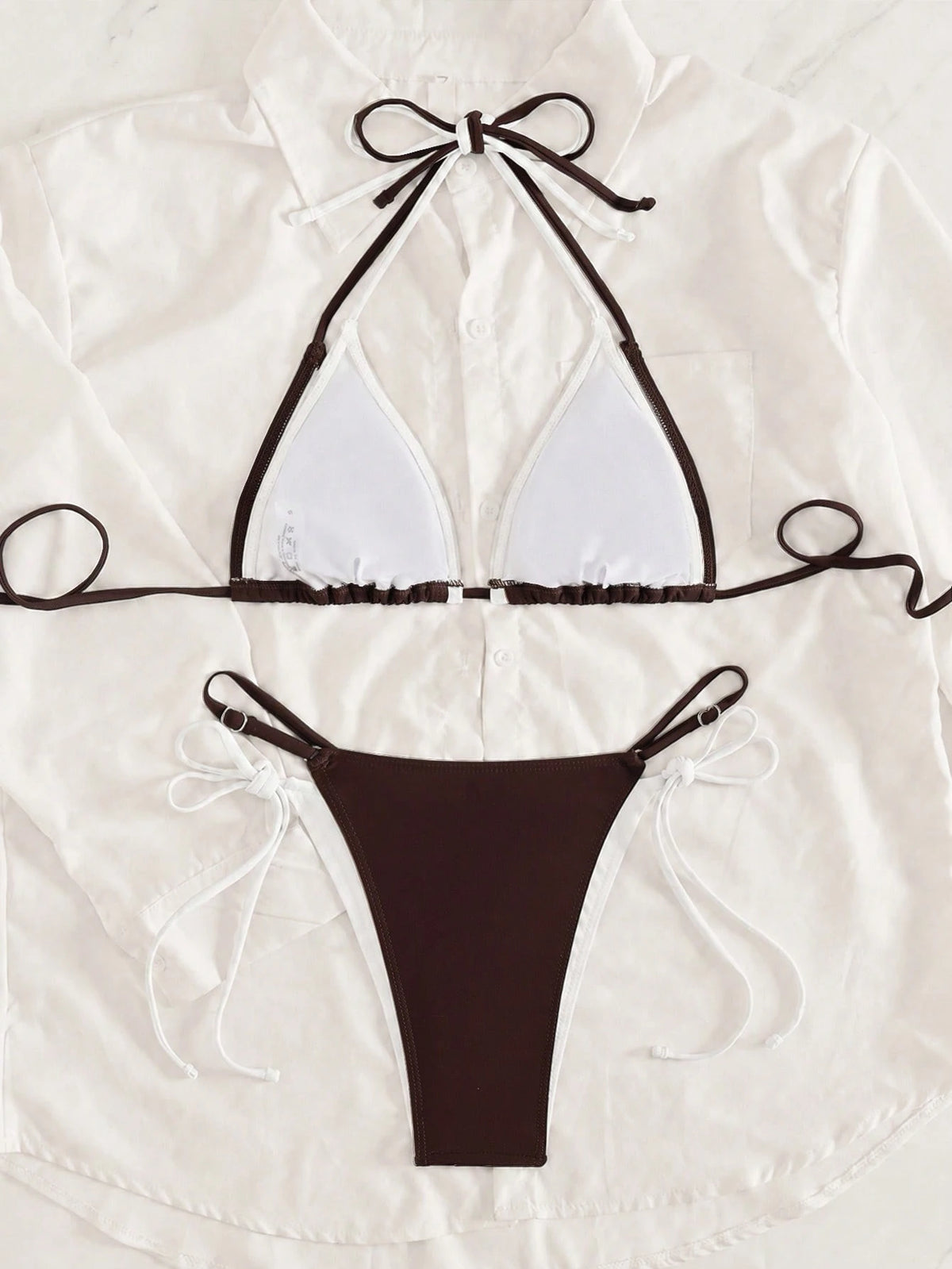 Women's 2026 Sunshine Girl Series June Edition Viral Beige & Contrast Color Elegant Sports Halter Triangle - image 14