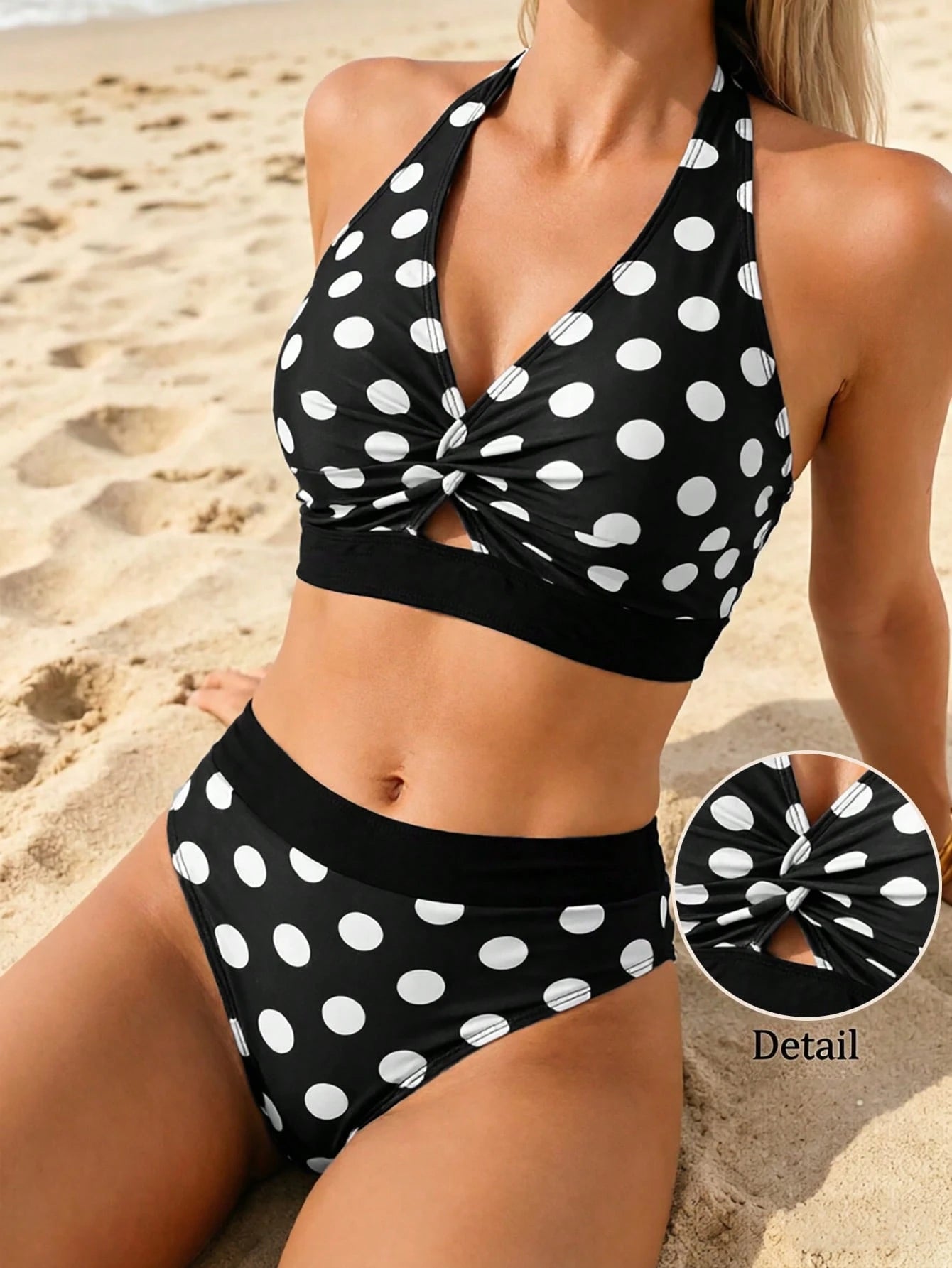 Swim Lushoire Women's 2-Piece Swimsuit Set, Polka Dot Print Halter
