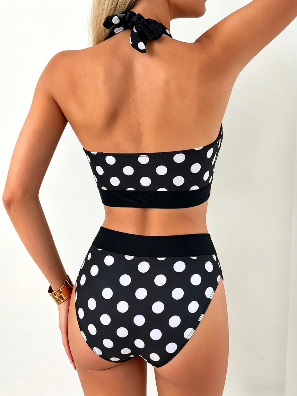 Swim Lushoire Women's 2-Piece Swimsuit Set, Polka Dot Print Halter