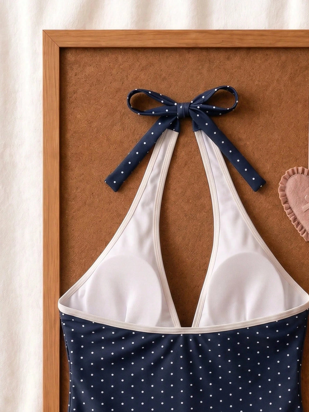 New Summer Fresh Sweet Cute Blue & White Polka Dot Halter Neck Bikini