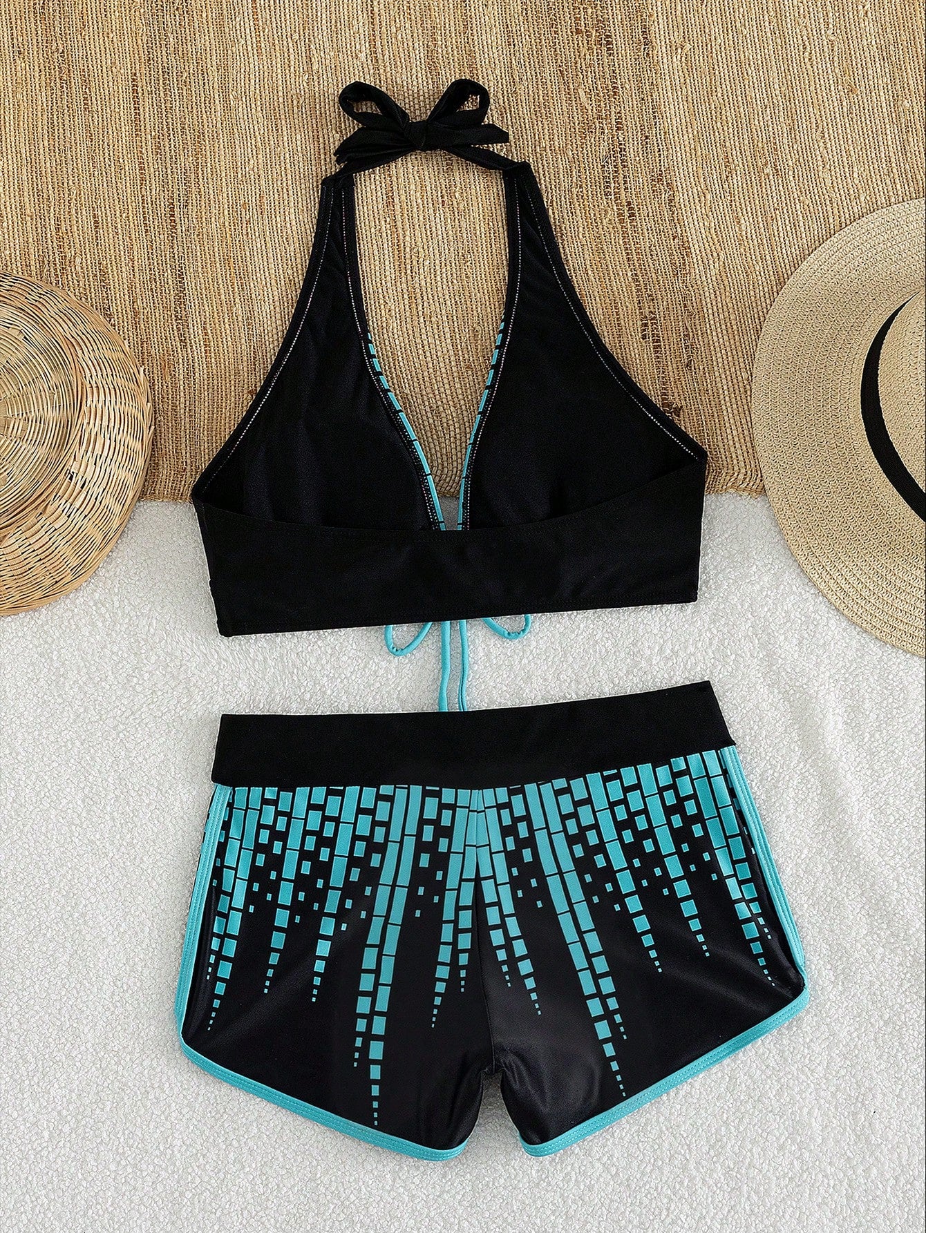 Swim SXY Summer Beach Tropical Print Halter Bikini Set
