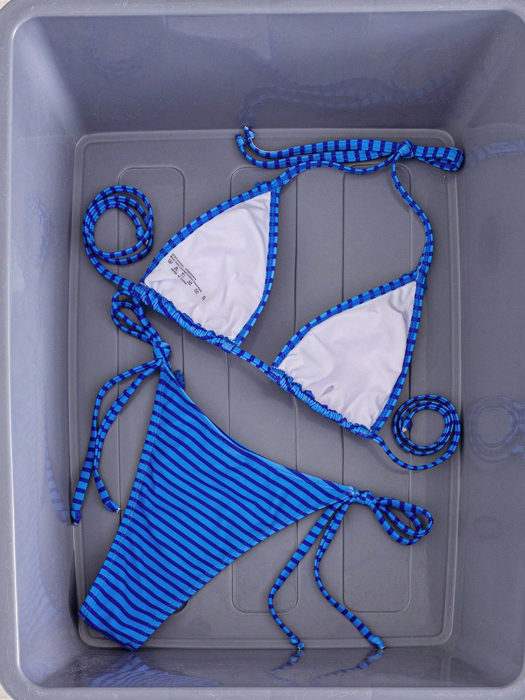 Women's Sexy Halter Tie Back Striped Bikini Set With Tie-Side Bottom,