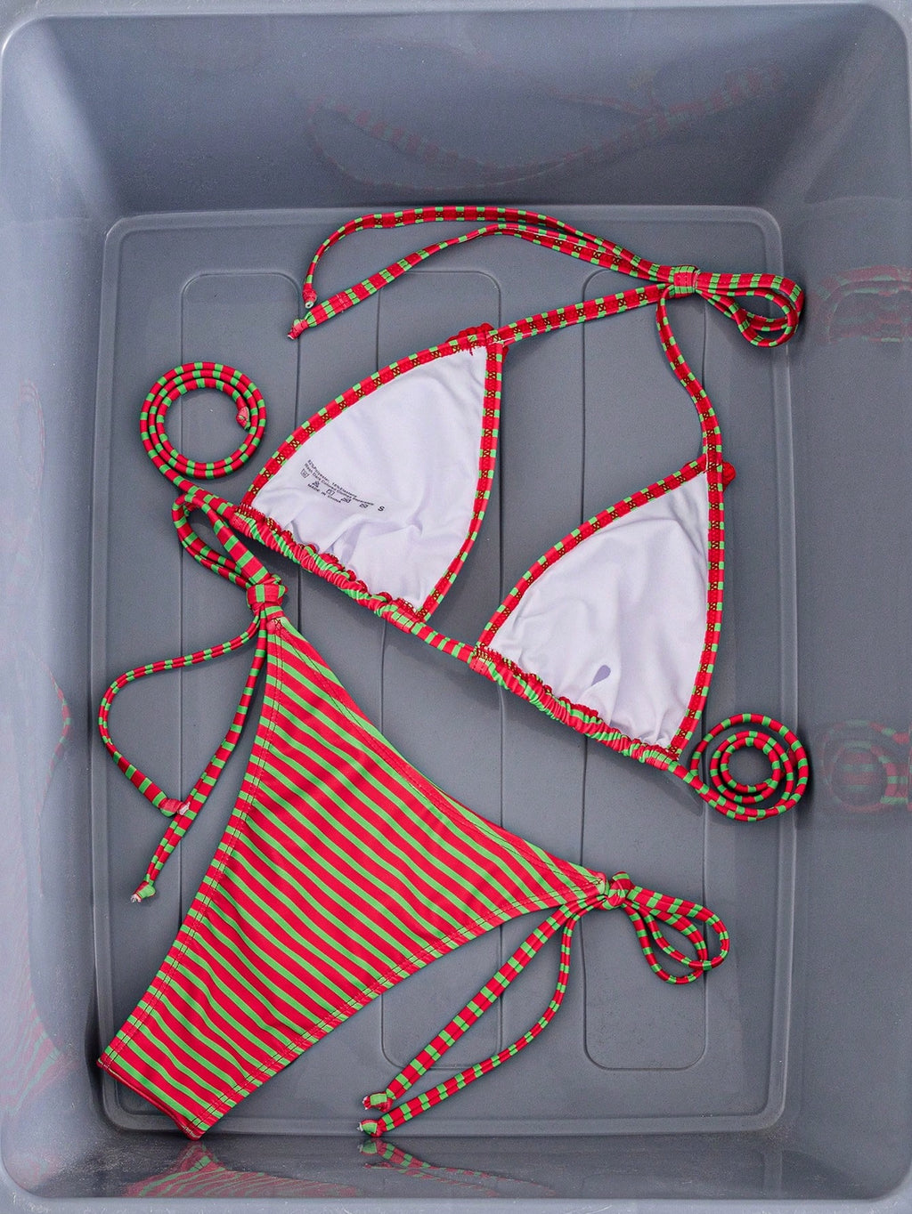 Women's Sexy Halter Tie Back Striped Bikini Set With Tie-Side Bottom,