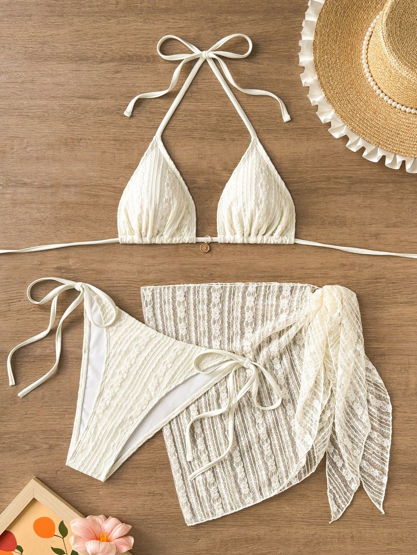 Swim Mod Springbreak Women's 3-Piece Set: Lace-Up Halter Sexy Bikini