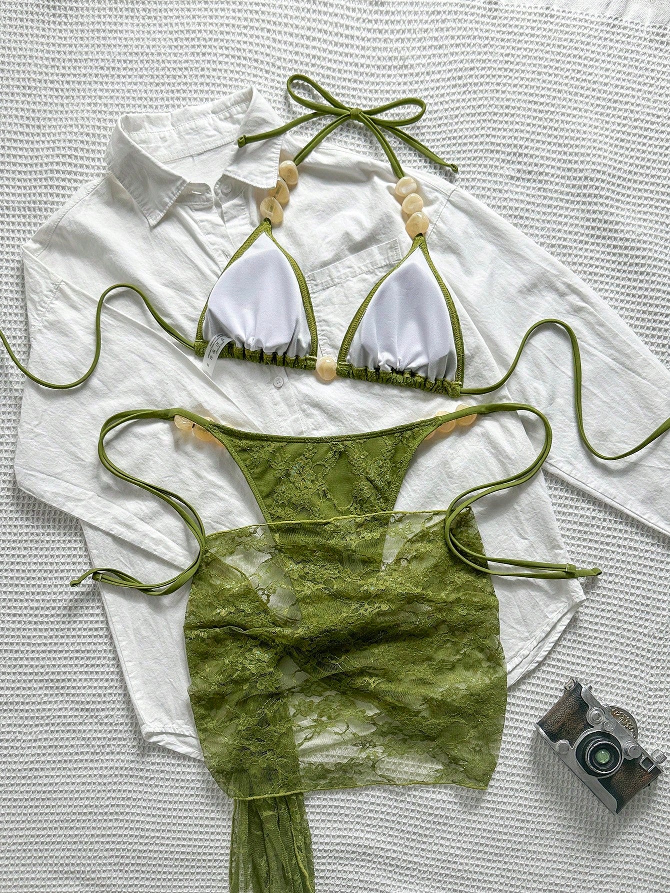 Swim SXY Summer Women 3-Piece Set:Tie-Dye Print Triangle Bikini