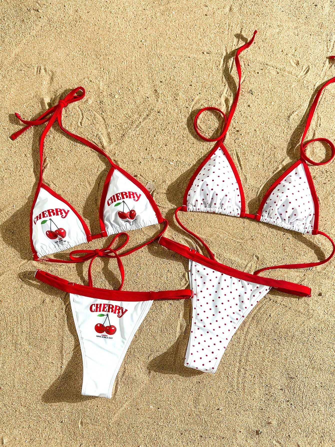 Swim Vcay Women Swimsuit Set: Backless Strap Top And Thong Bikini