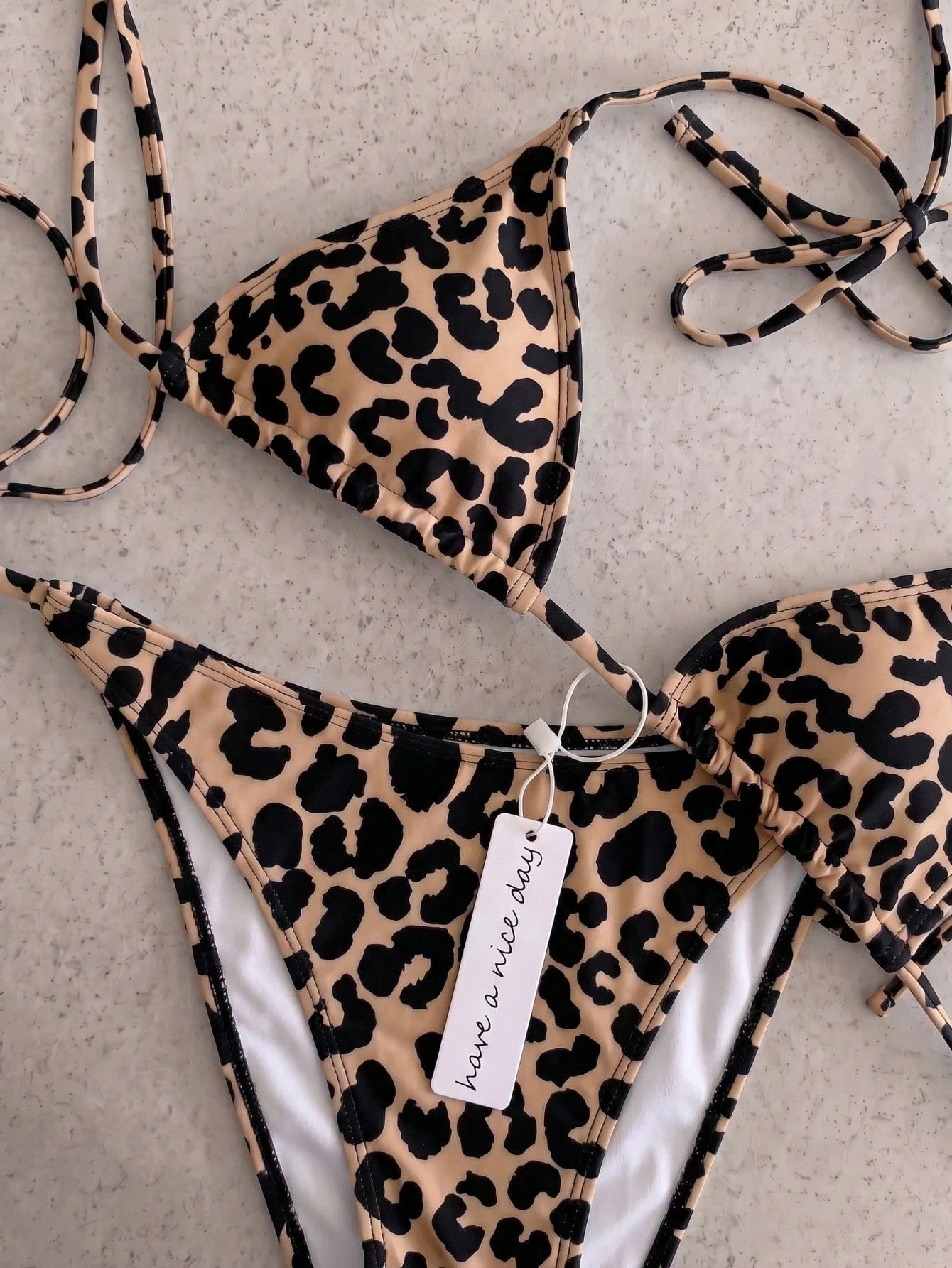 Retro Leopard Print Knotted Bikini Set, Sexy Push-Up High Waist Fitted 2 Pieces Swimsuit For Women, Summer - image 15