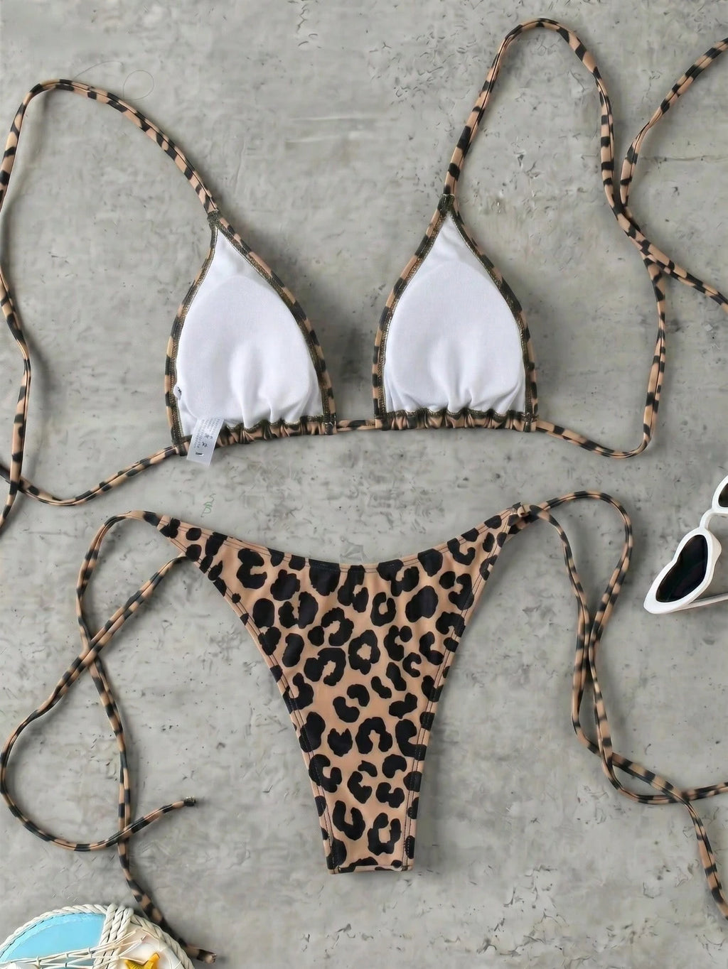 Retro Leopard Print Knotted Bikini Set, Sexy Push-Up High Waist Fitted 2 Pieces Swimsuit For Women, Summer - image 16