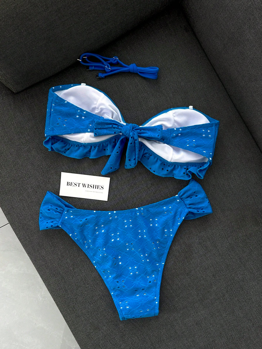 Swim Vcay Spring/Summer Solid Color Strap Jacquard Fabric Wireless