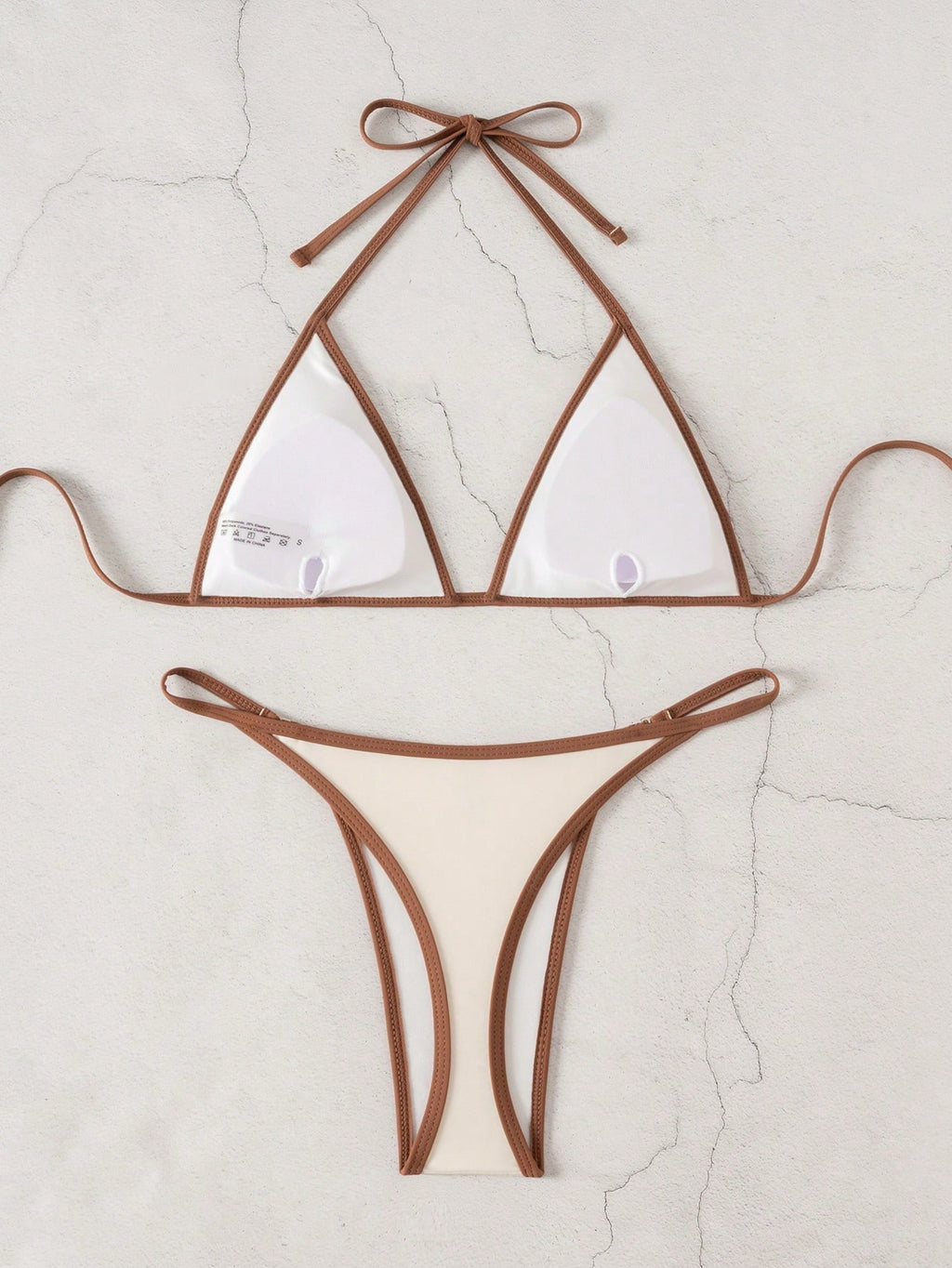 Bonvoyette Women's Summer Beach Colorblock Halter Neck Tie Sexy
