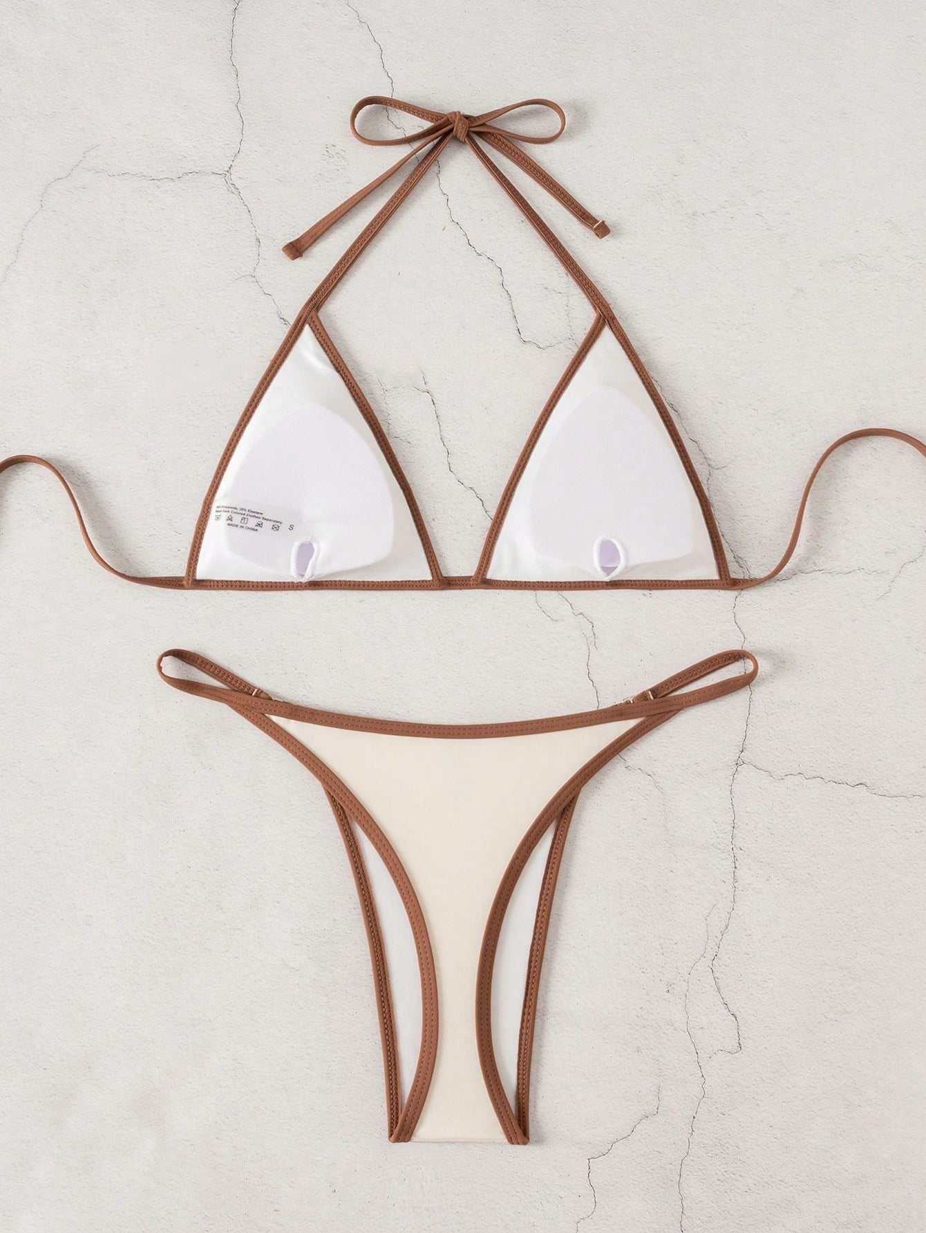 Bonvoyette Women's Summer Beach Colorblock Halter Neck Tie Sexy