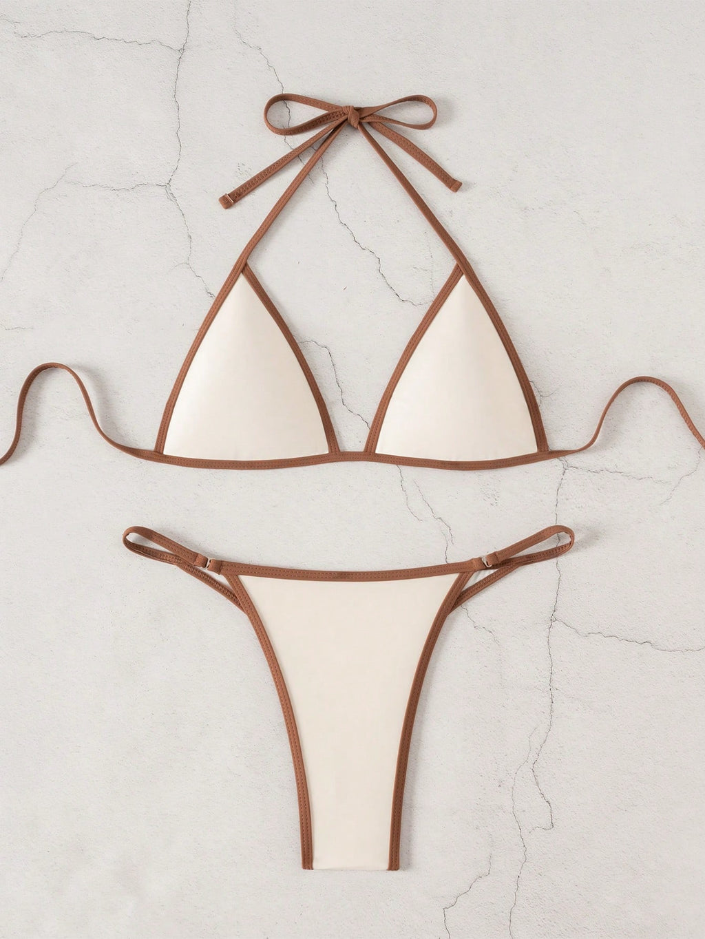 Bonvoyette Women's Summer Beach Colorblock Halter Neck Tie Sexy
